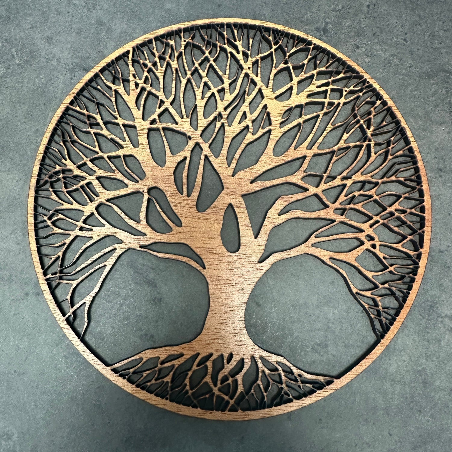 Tree of life on Mahogany wood 7.5 inch