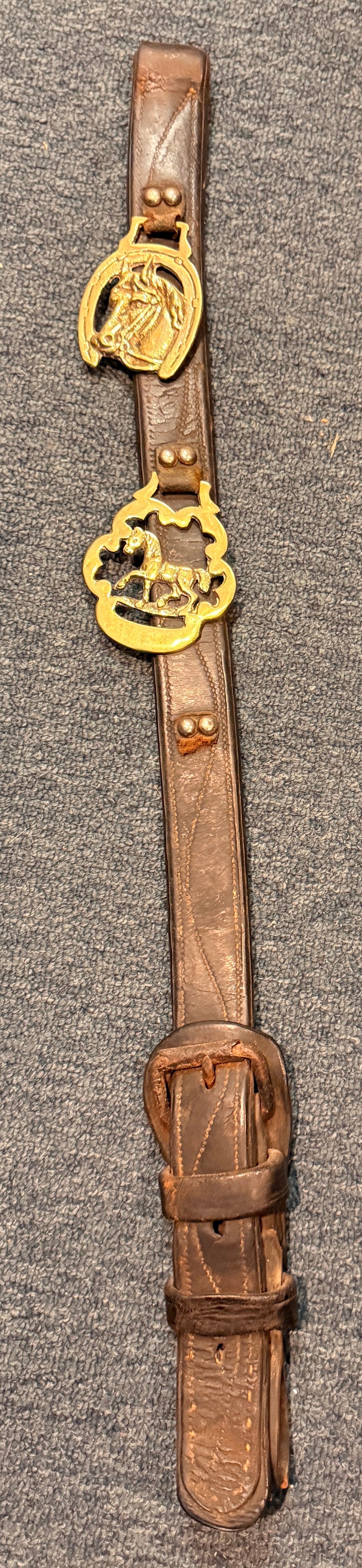Vintage Harness brass on leather antique straps