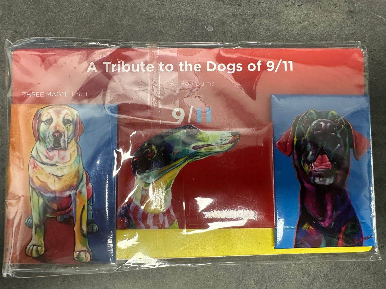 Three Magnets a Tribute to the dogs of 9/11