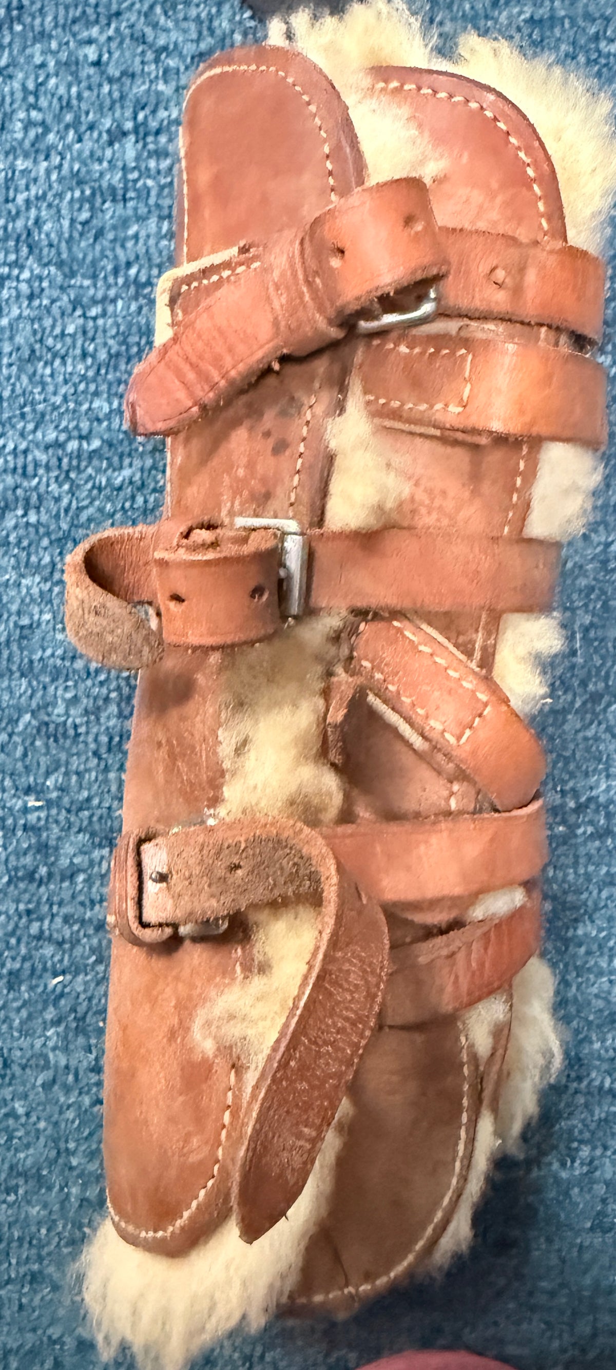 leather fleece front leg boots some wear