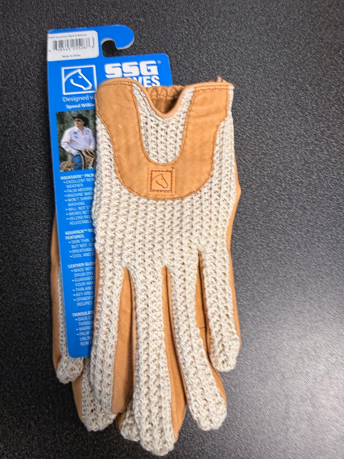 8 SSG Riding gloves Lycrochet Horseshoe back style 2550