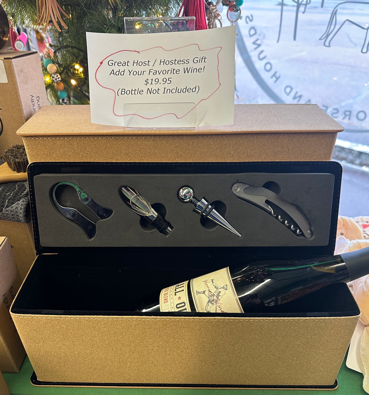 Wine Box with 4 Wine tools ( wine not included )