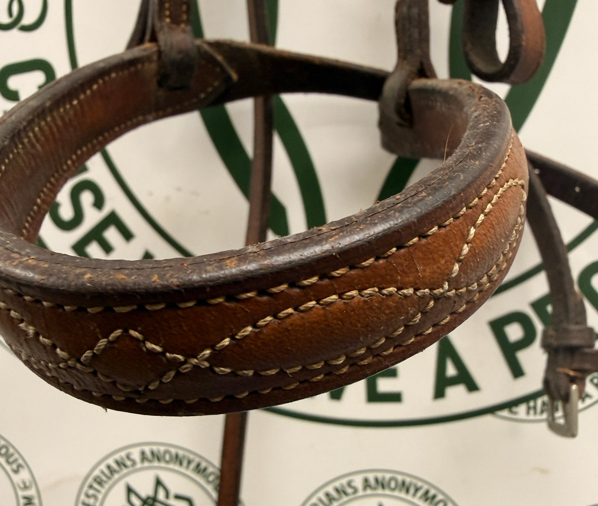 Leather bridle headstall English fancy stitched Cob sized