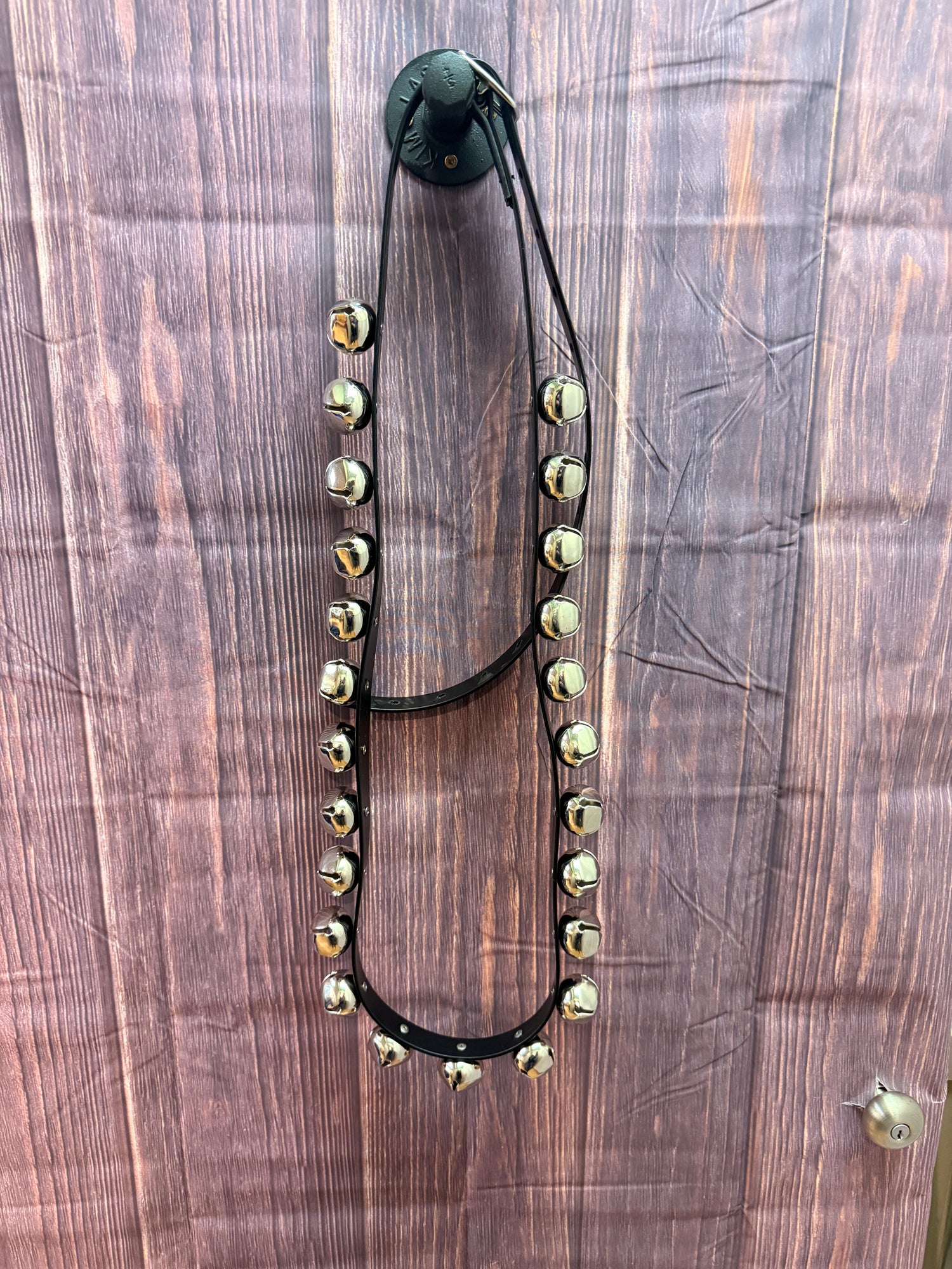 24 sleigh bells on Biothane leather