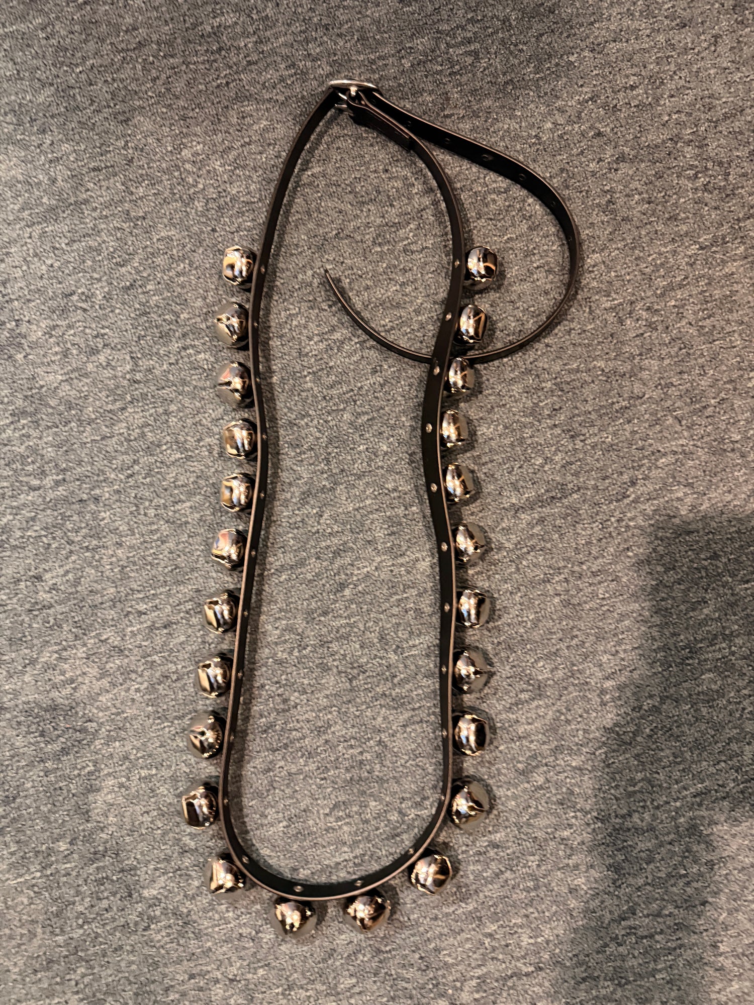 24 sleigh bells on Biothane leather