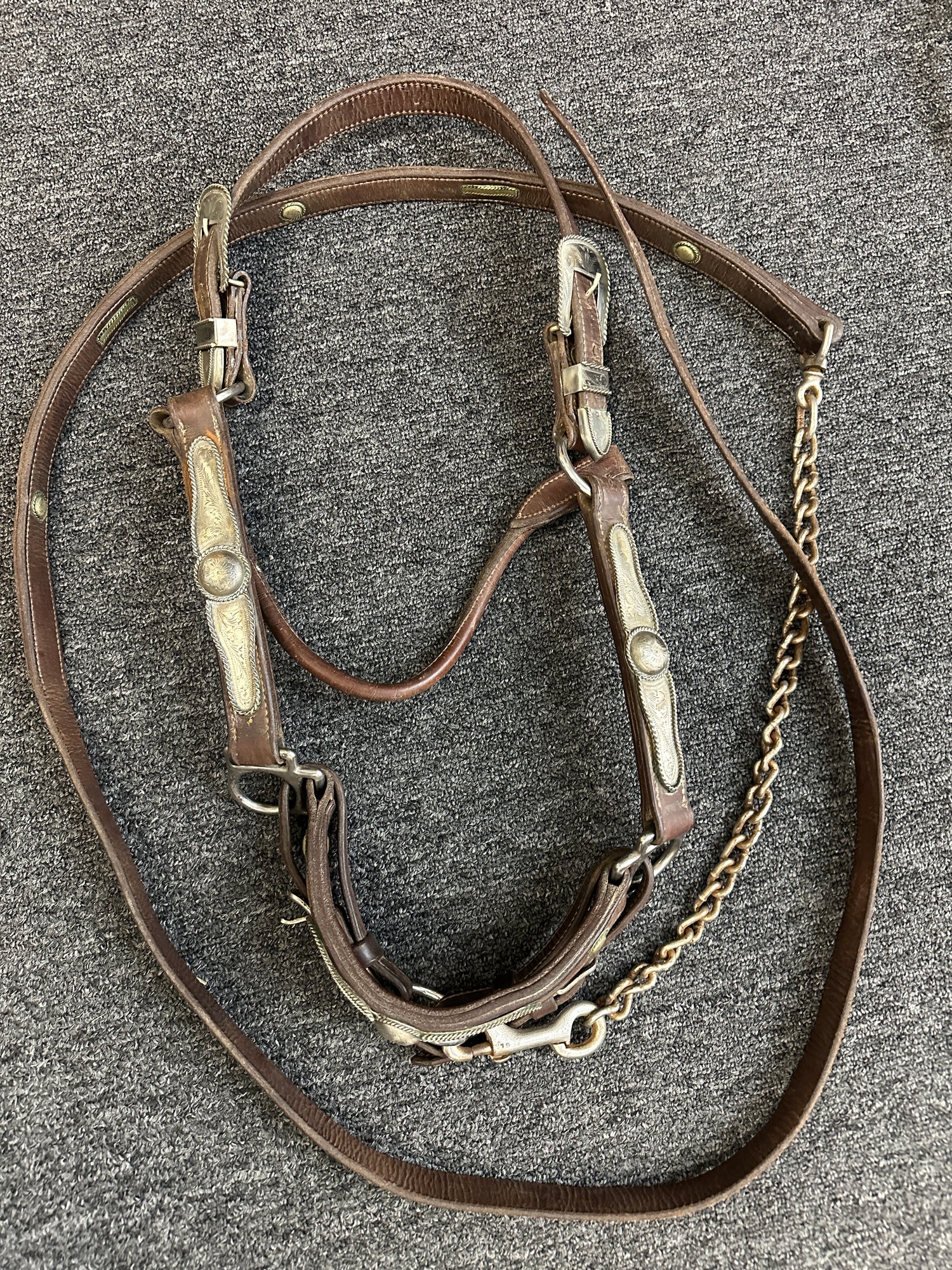 Western Show Halter with lead matching with silver