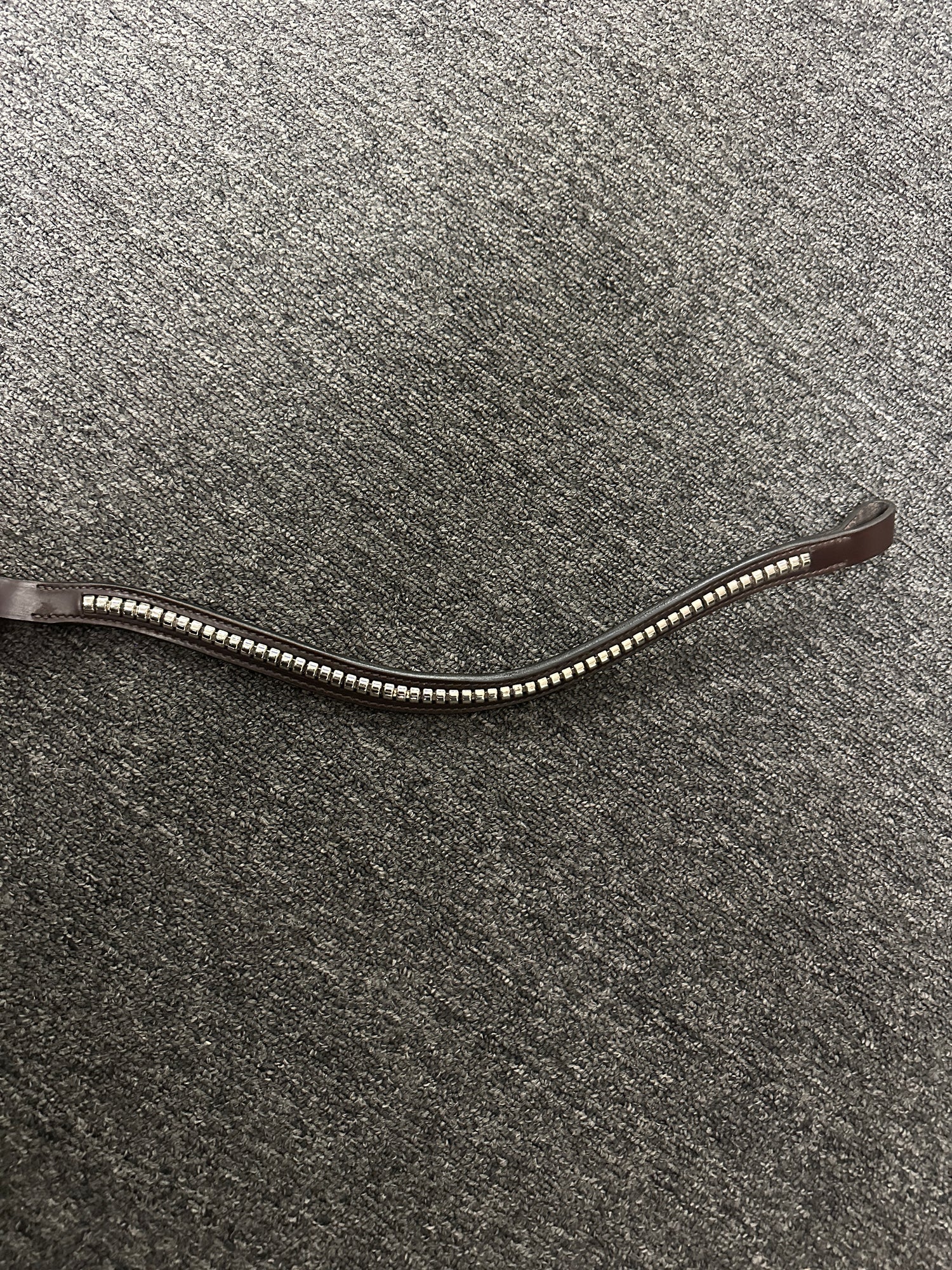 Silver Brow Band with Brown Leather