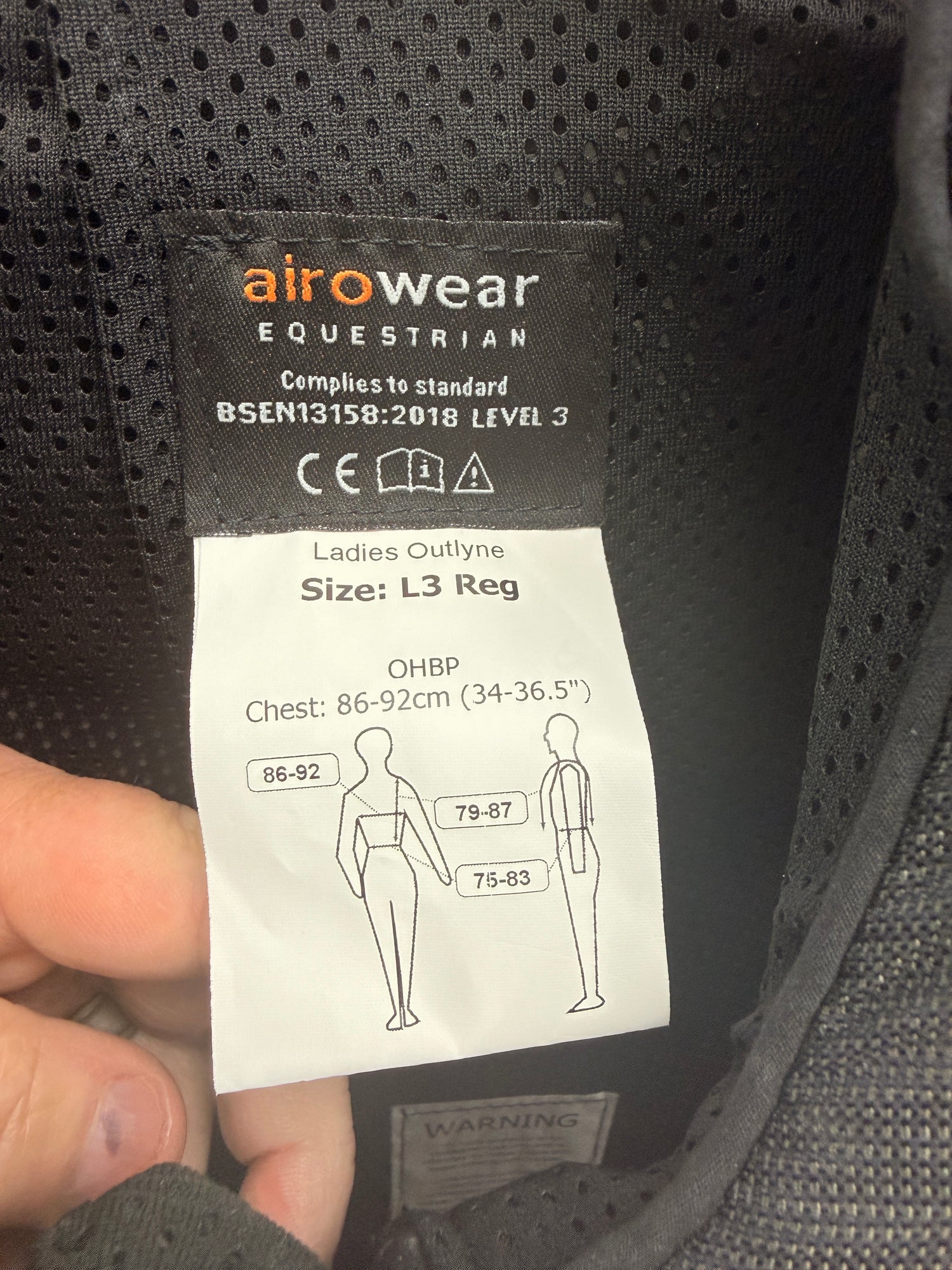 L3 Reg Ladies Airo Wear Outlyne Chest 34-36.5" Hard Shell Vest