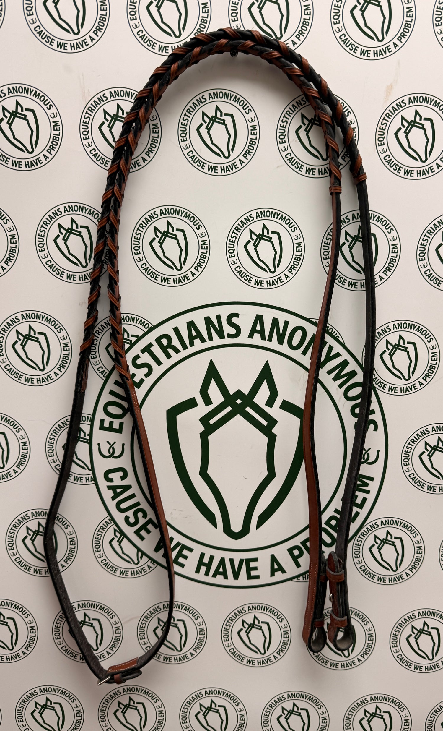 Laced leather English Reins in Tabacco color