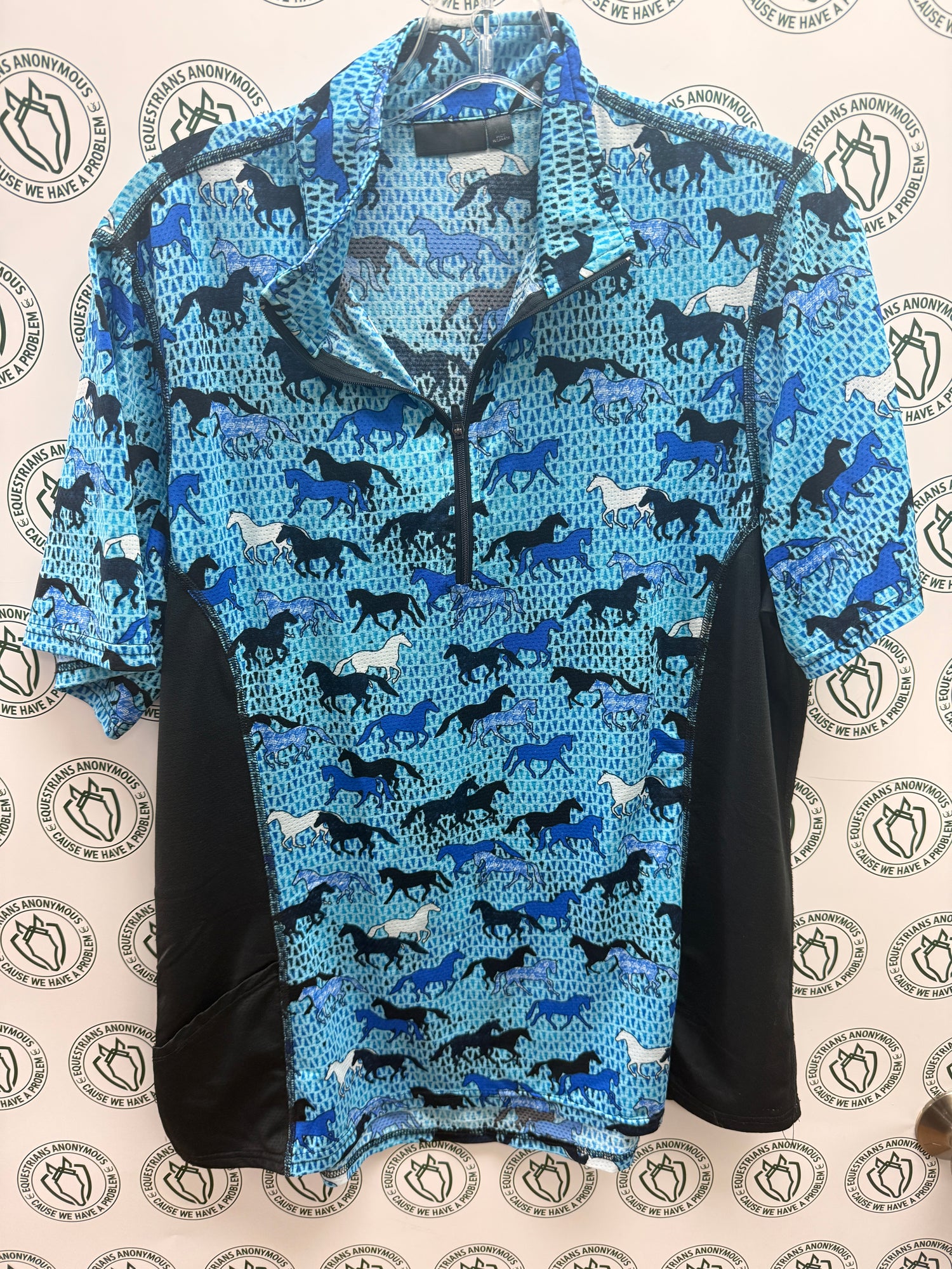 XL Women's Kerrits Quarter zip Blue Horse Print