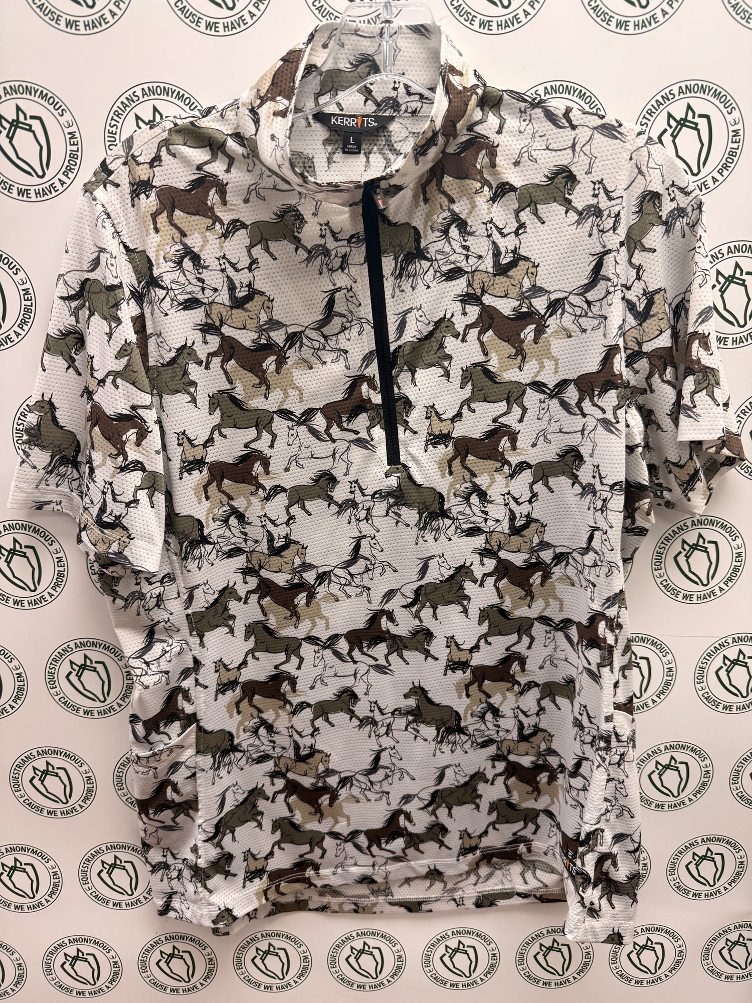 L Women's Kerrits White with horse print