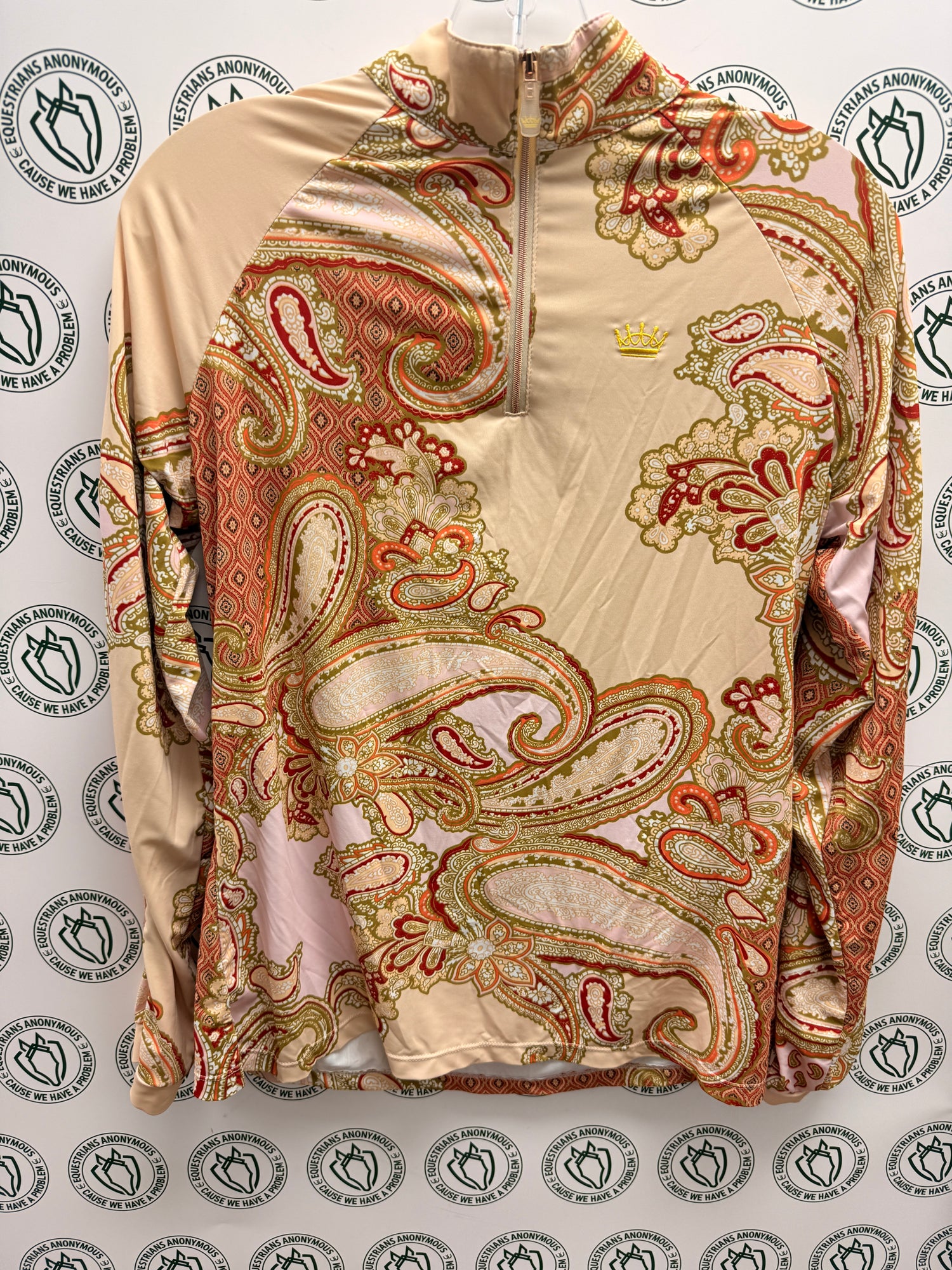L Women's Kasteldenmark Tan Paisley Long Sleeve Qzip