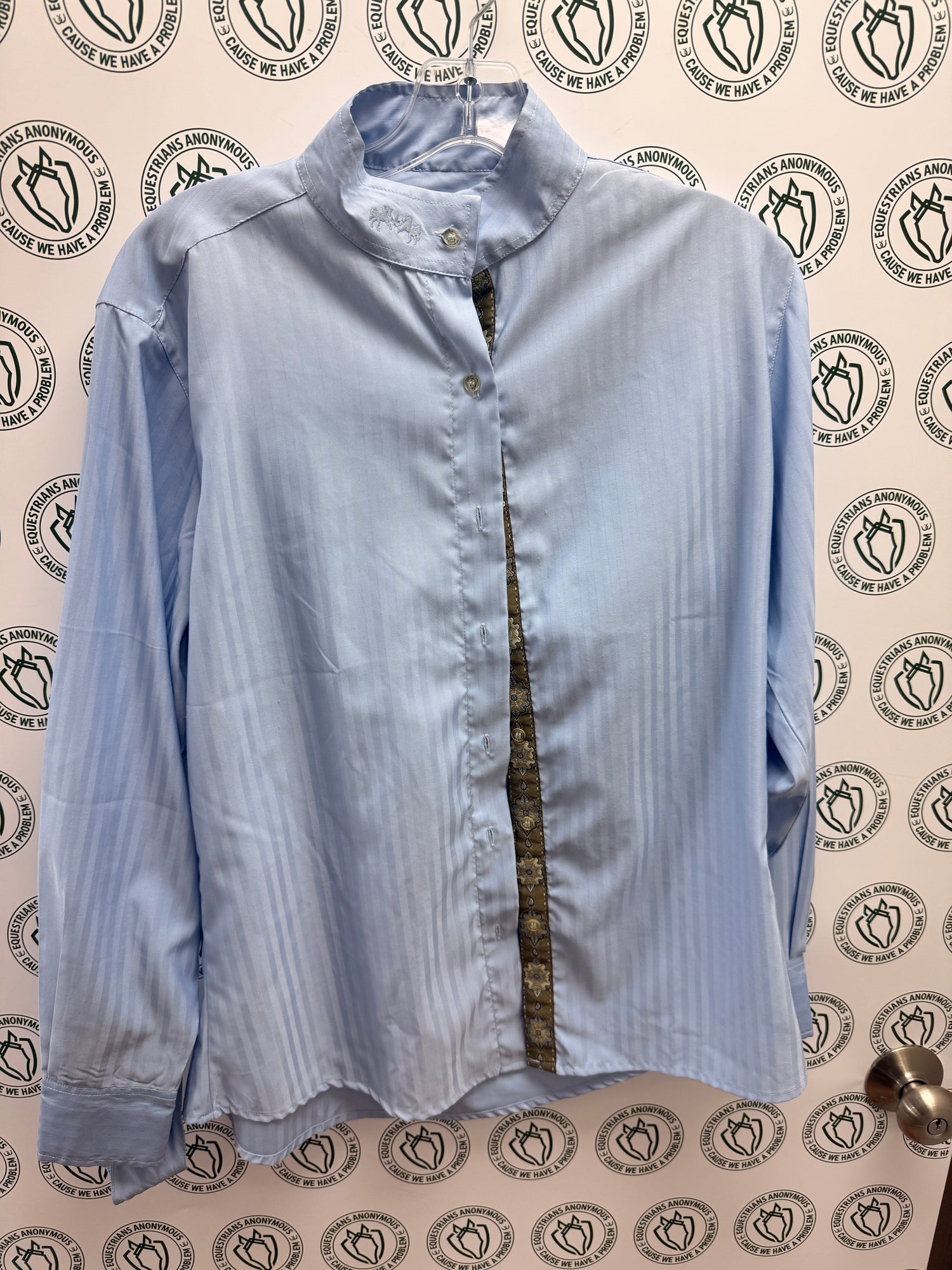 M Women's Equine Couture blue show shirt Bronze Accents