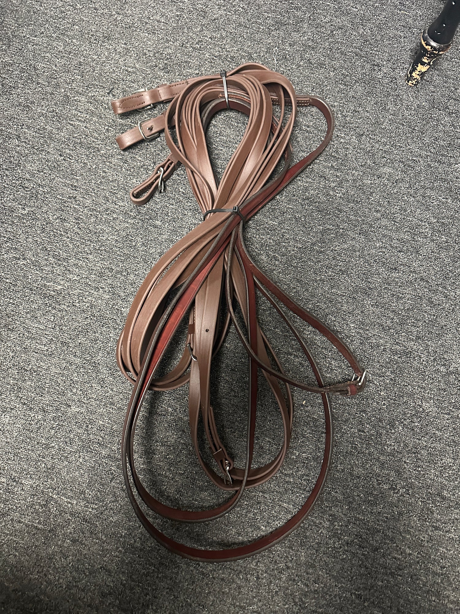 17ft. Pair Driving Reins Biothane & Leather Brown team reins