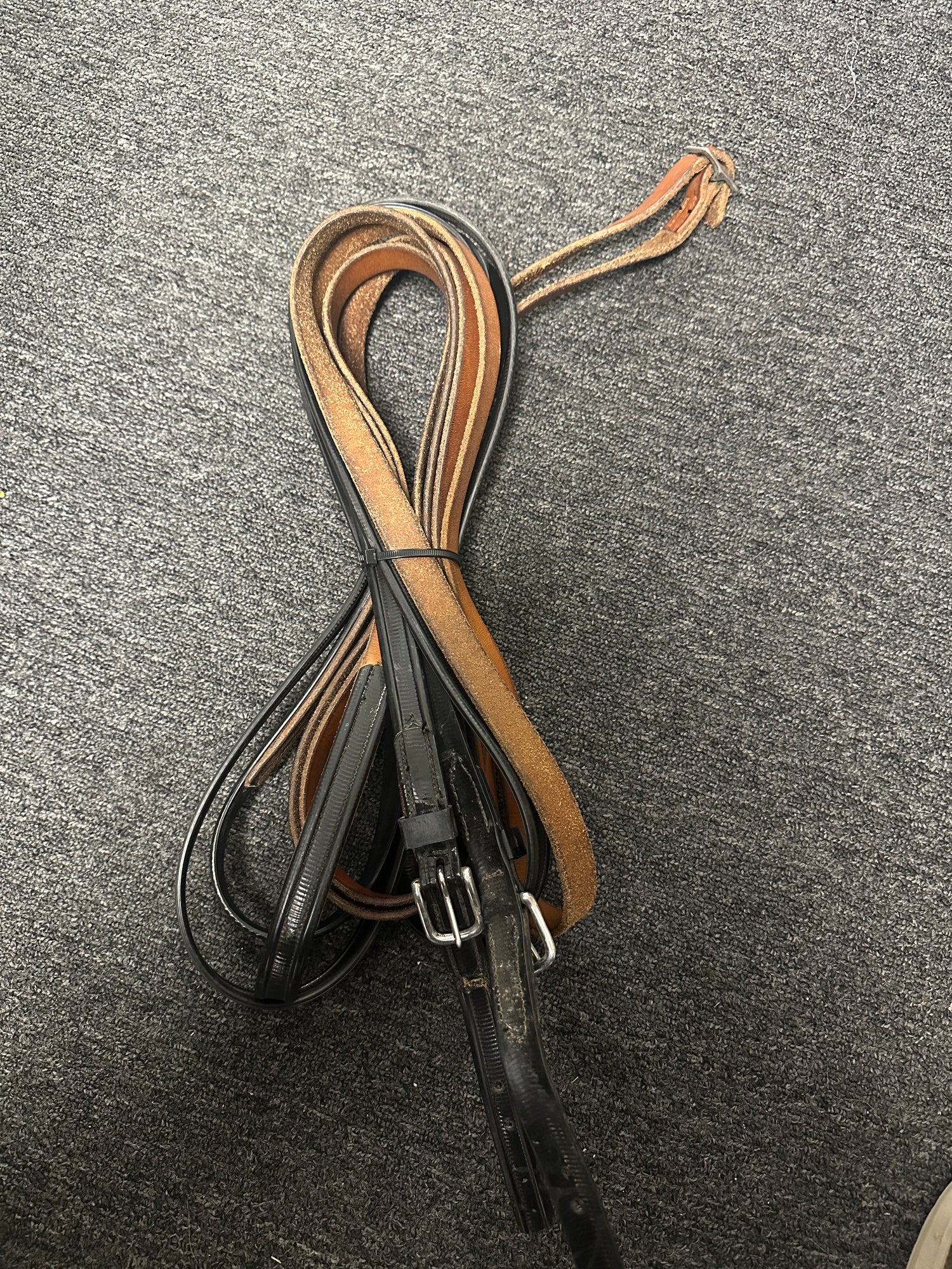 13ft Driving Reins / long lines - biothane & leather combo