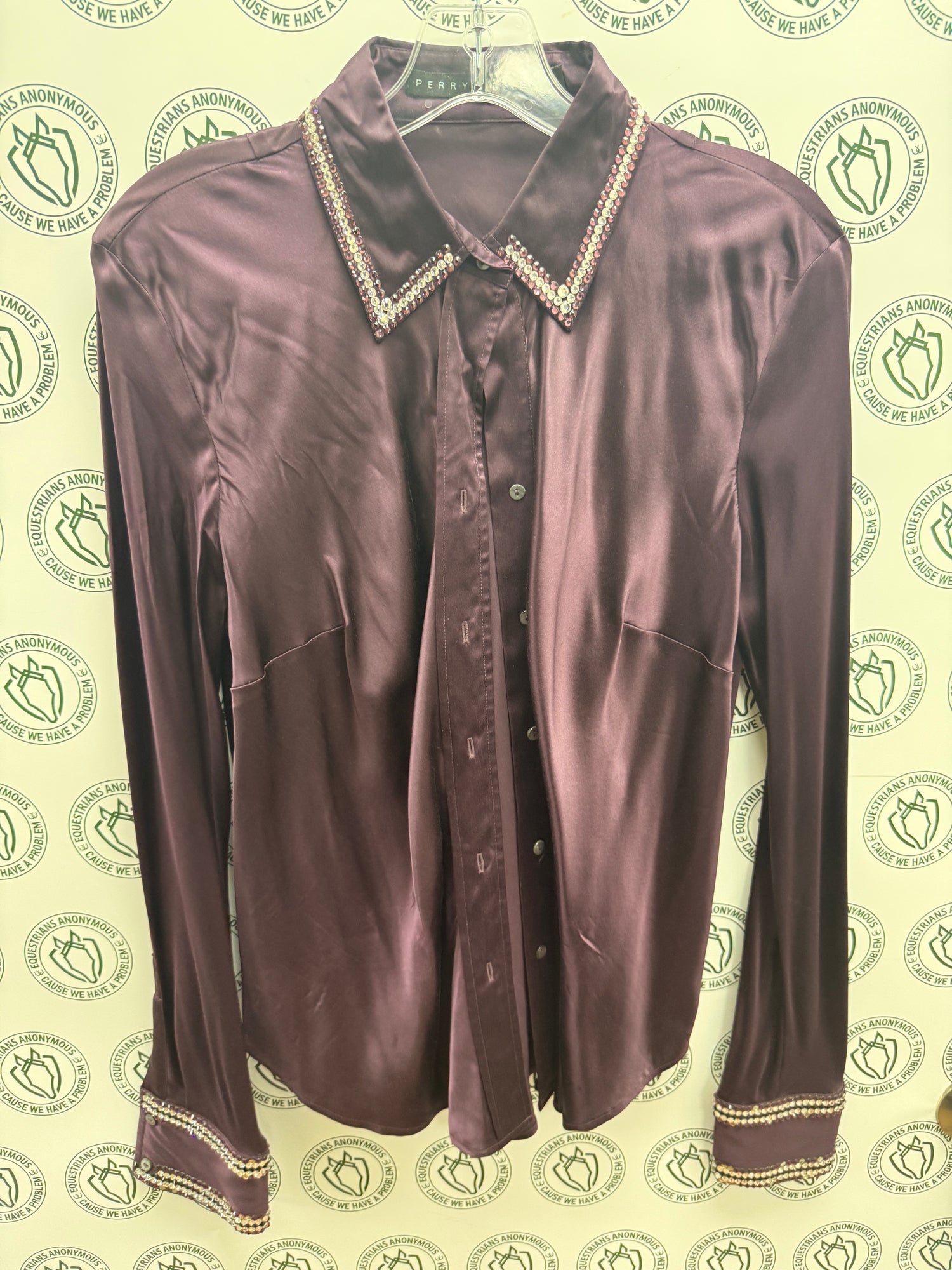 10 Women's Perry Ellis Purple w bling show shirt