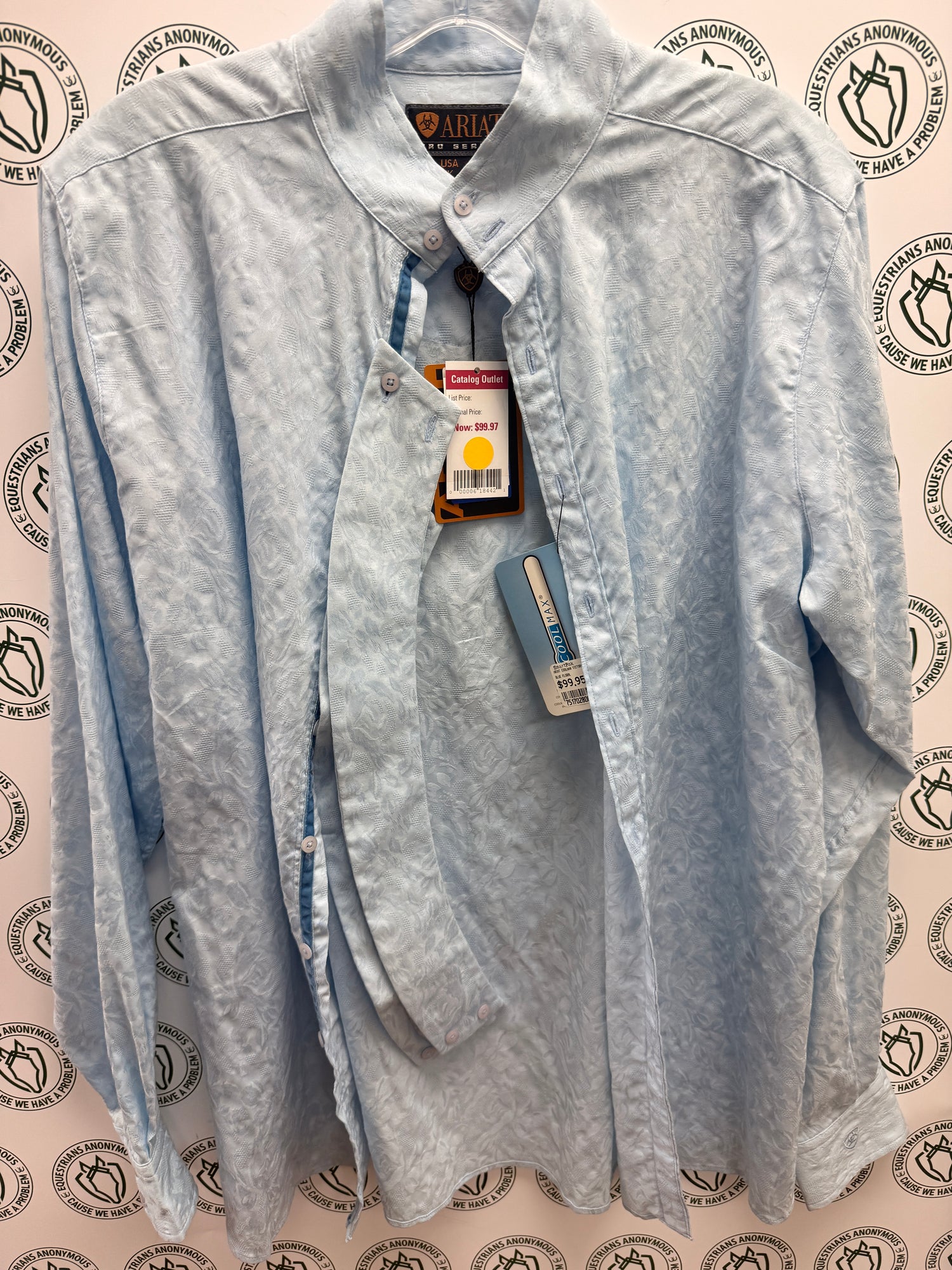 40 women's Ariat Western show shirt sky blue flower pattern