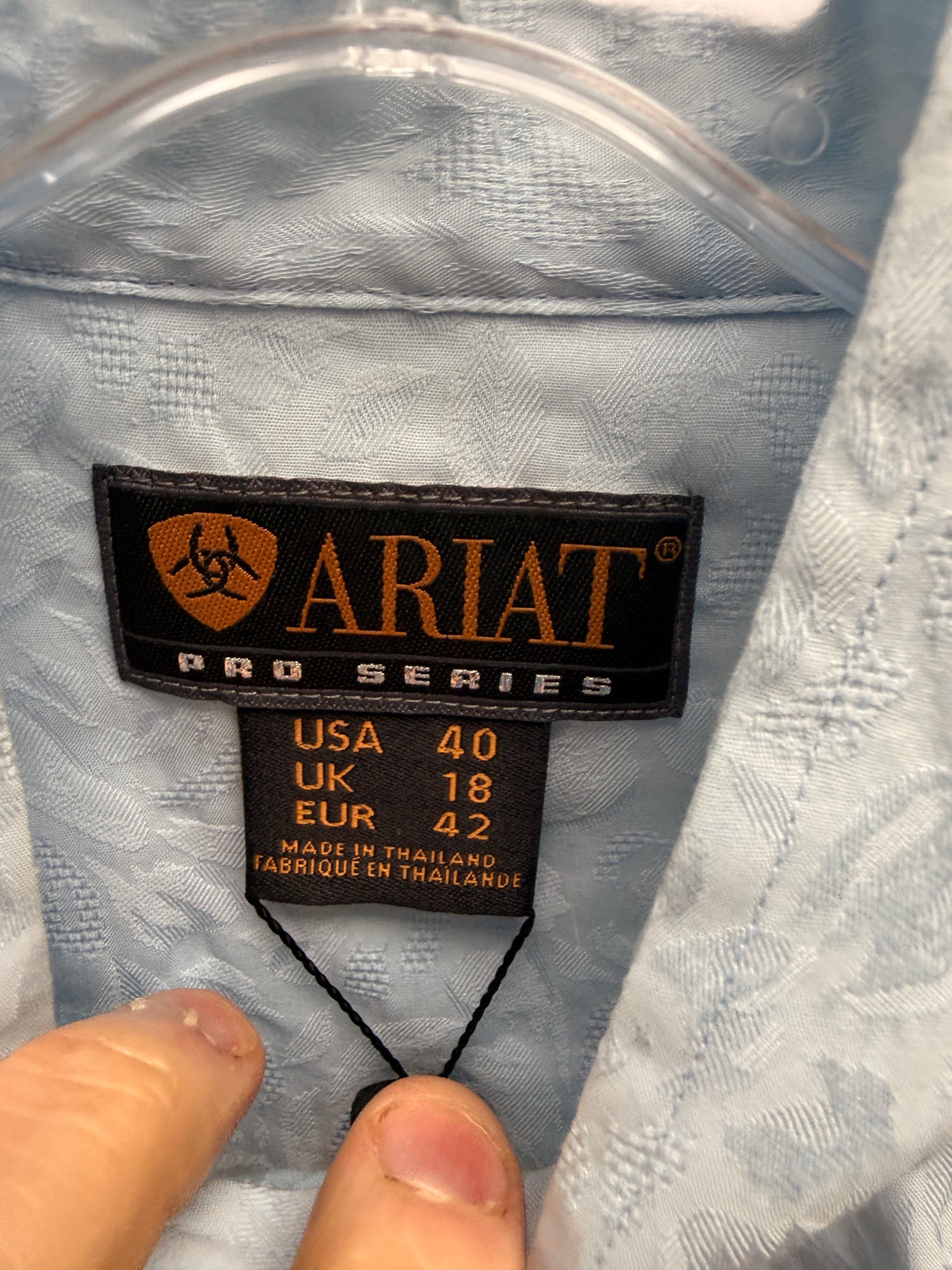 40 women's Ariat Western show shirt sky blue flower pattern