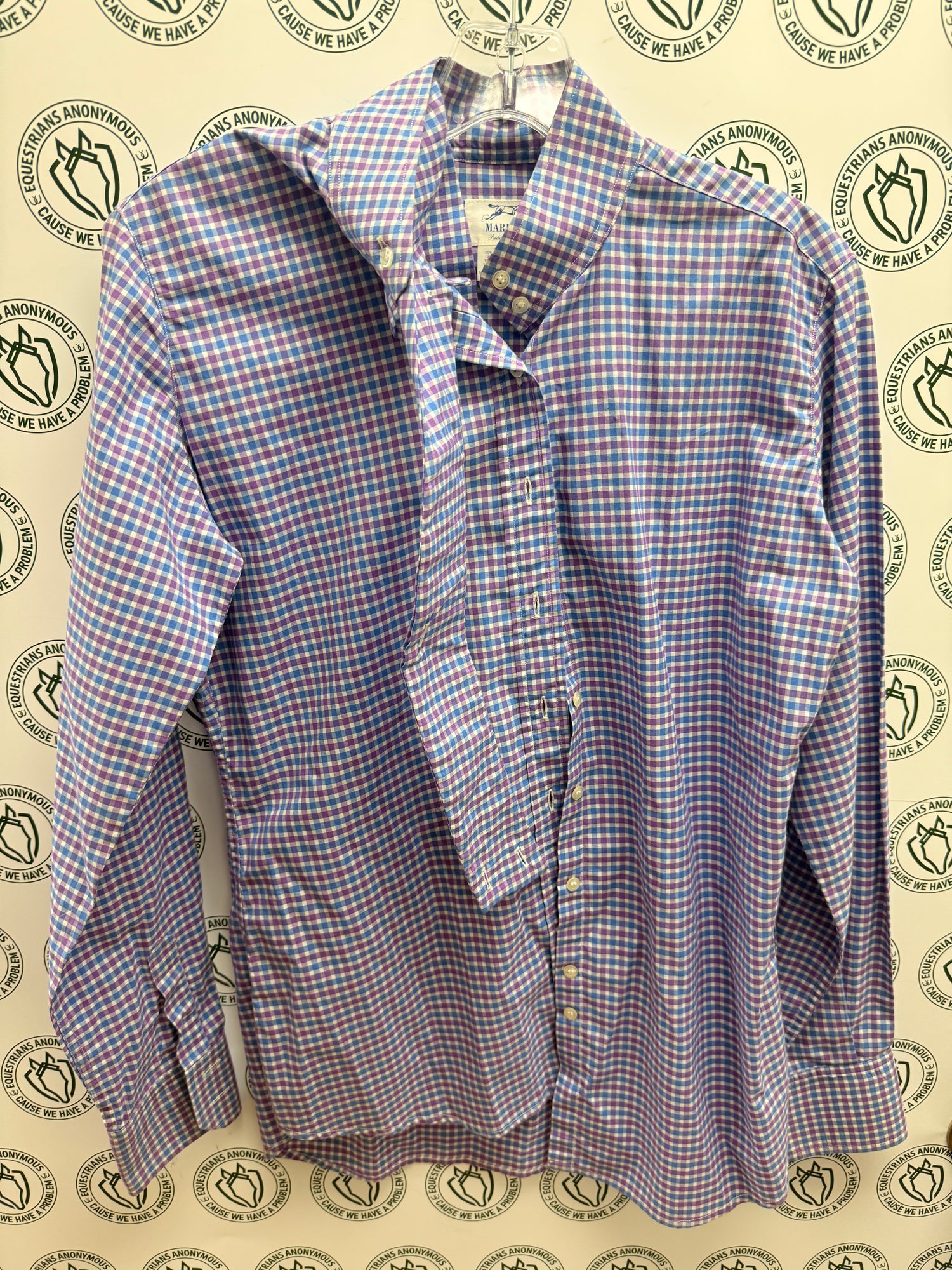 10 women's show shirt Merigold Purple Blue plaid