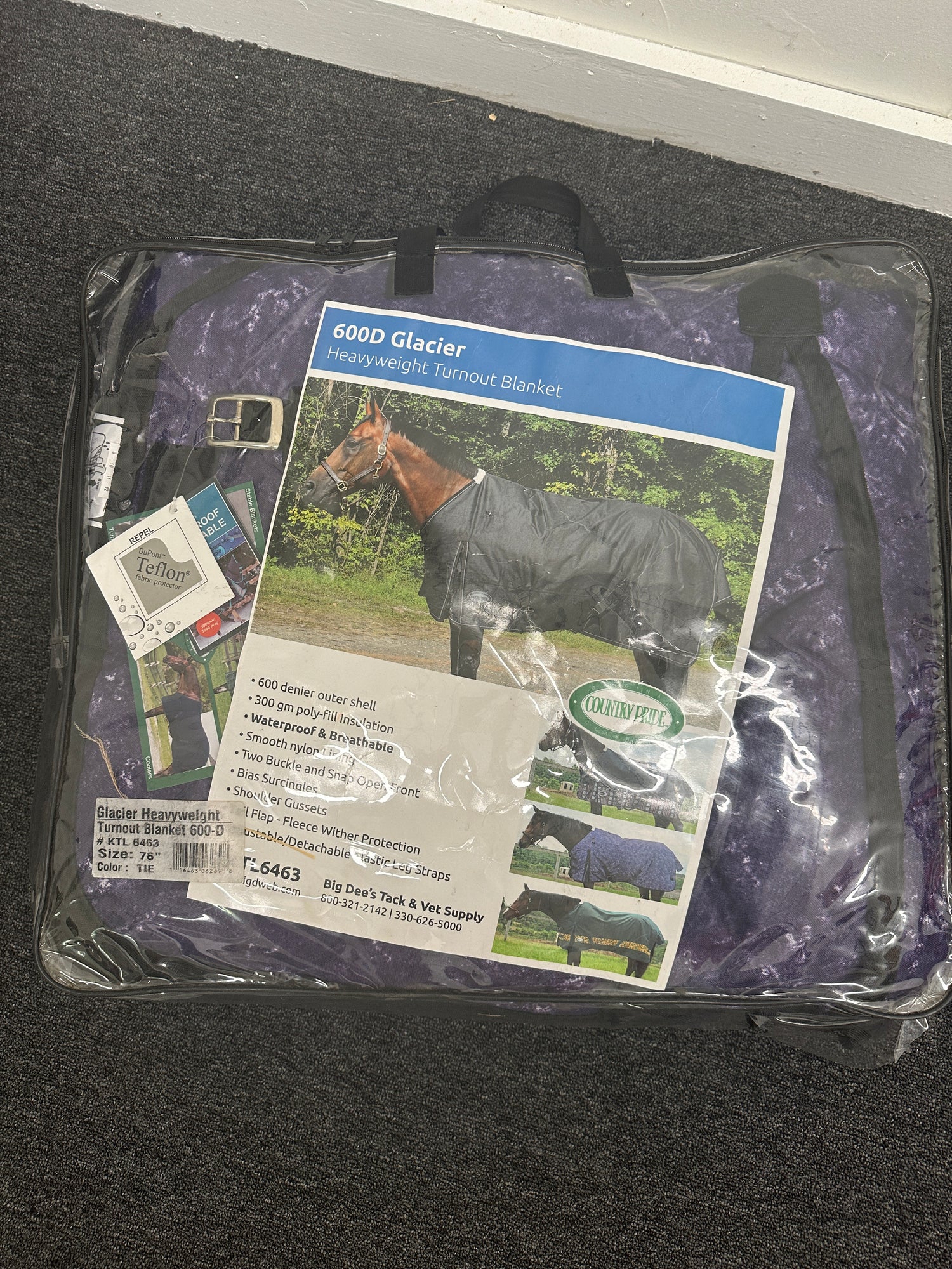 Horse Blanket - Heavyweight 600D Glacier  Size 76 - Purple