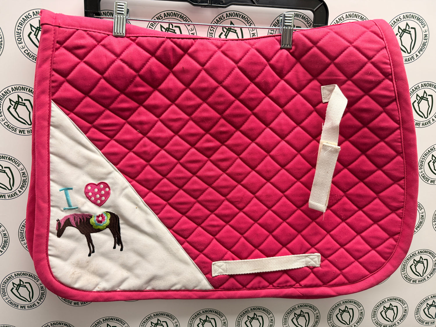 Pink I love Pony English Saddle pad