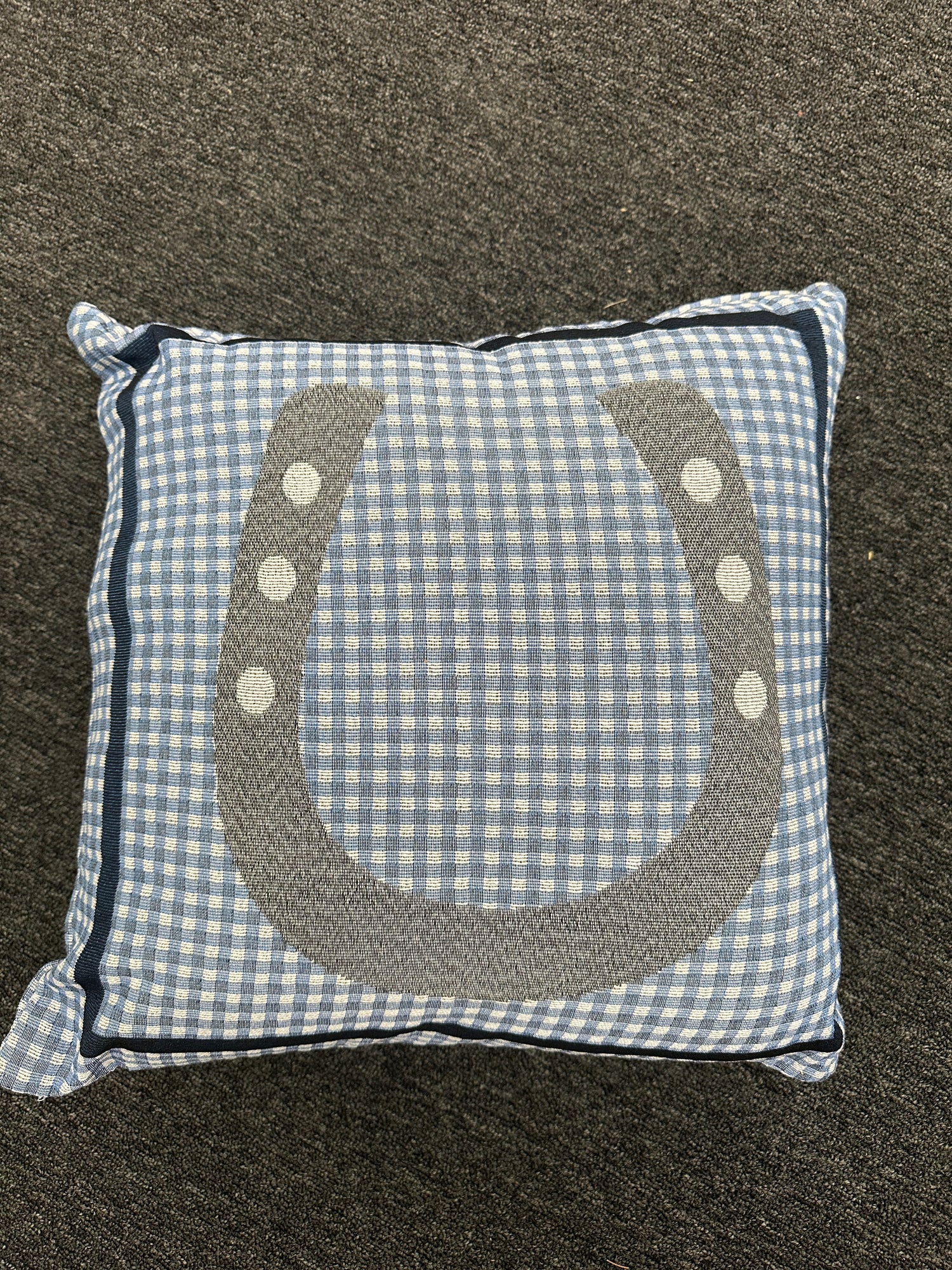 Derby Horse shoe pillow 16 inch x 16 inch