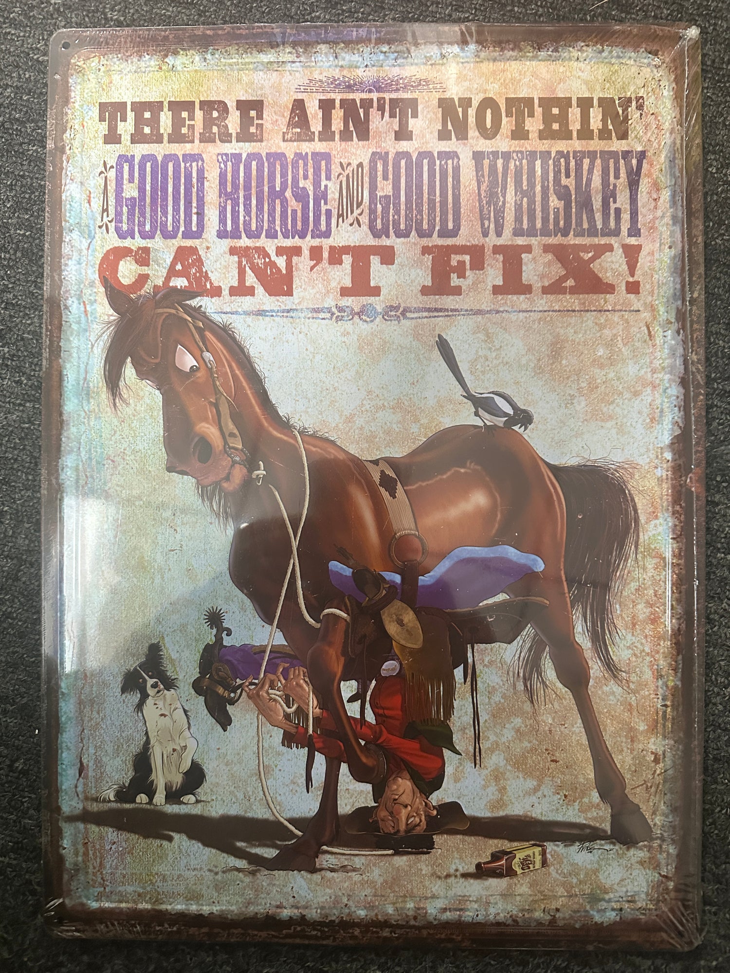 There ain't nothing a good horse and good whiskey can't fix Signage