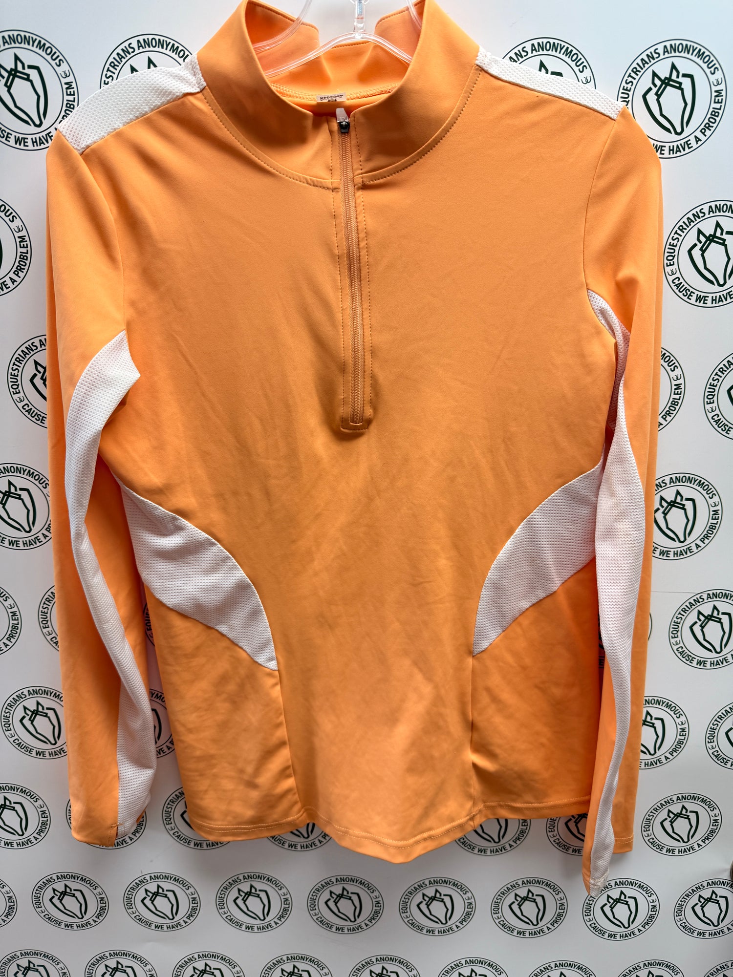 M women's Fits4 Quarter zip orange and white long sleeve
