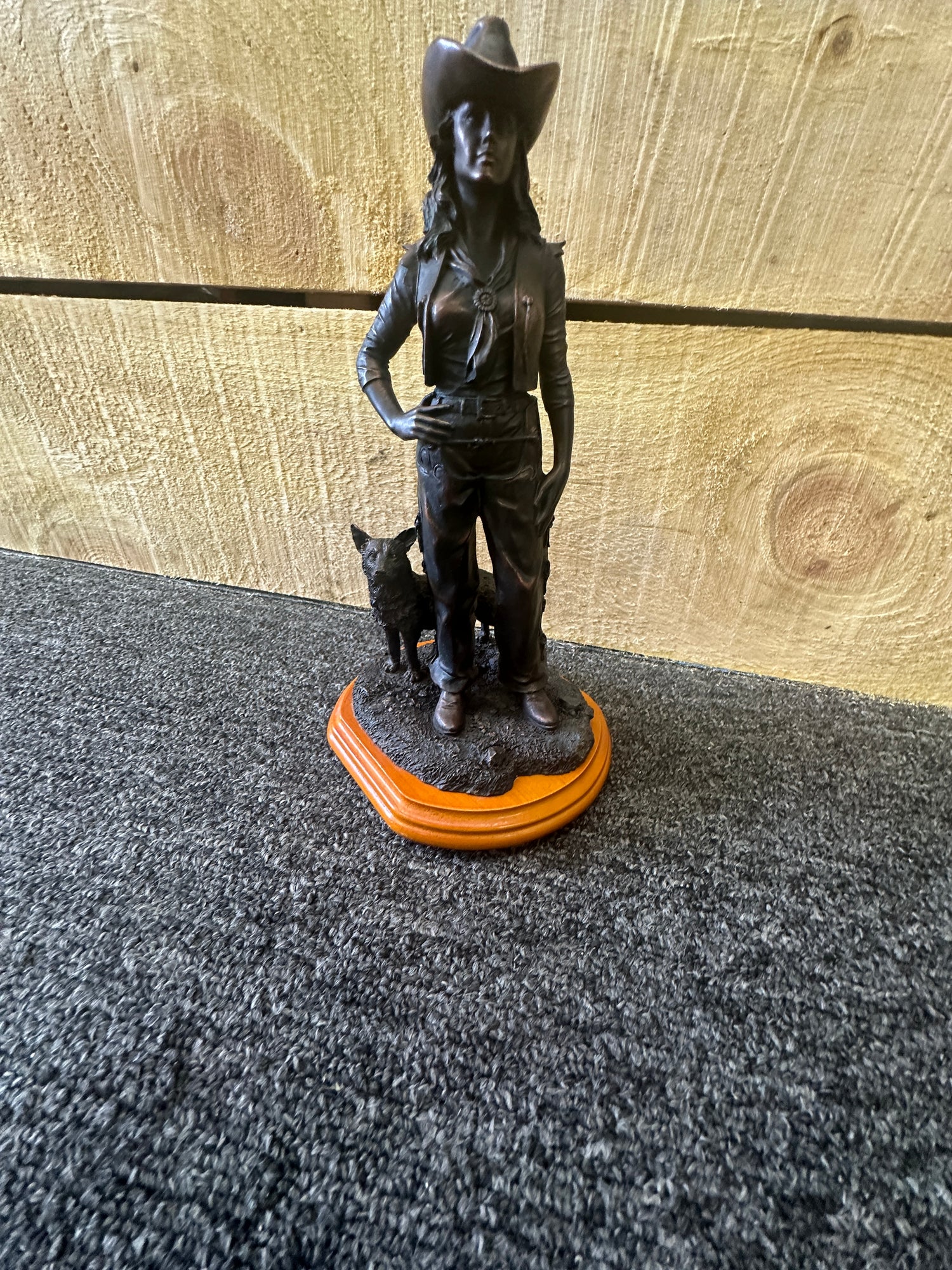 Figurine 9" "The Branding Iron Collectable" the Cowgirl with Dog