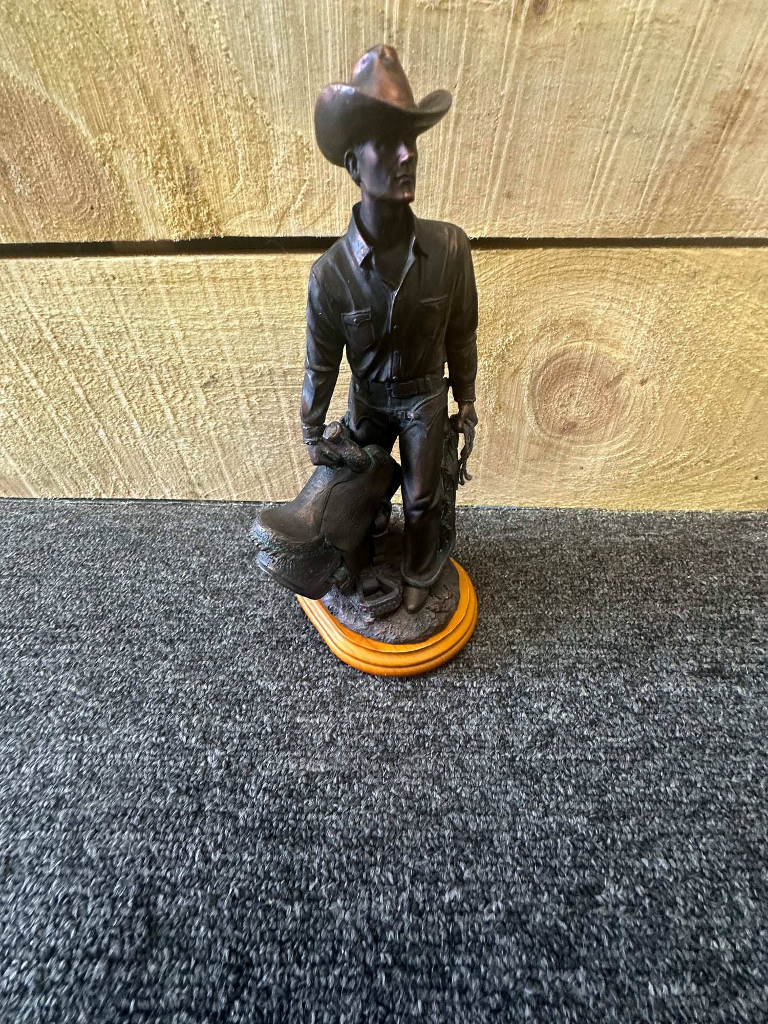 Figurine 9" "The Branding Iron Collectable" Cowboy with Saddle