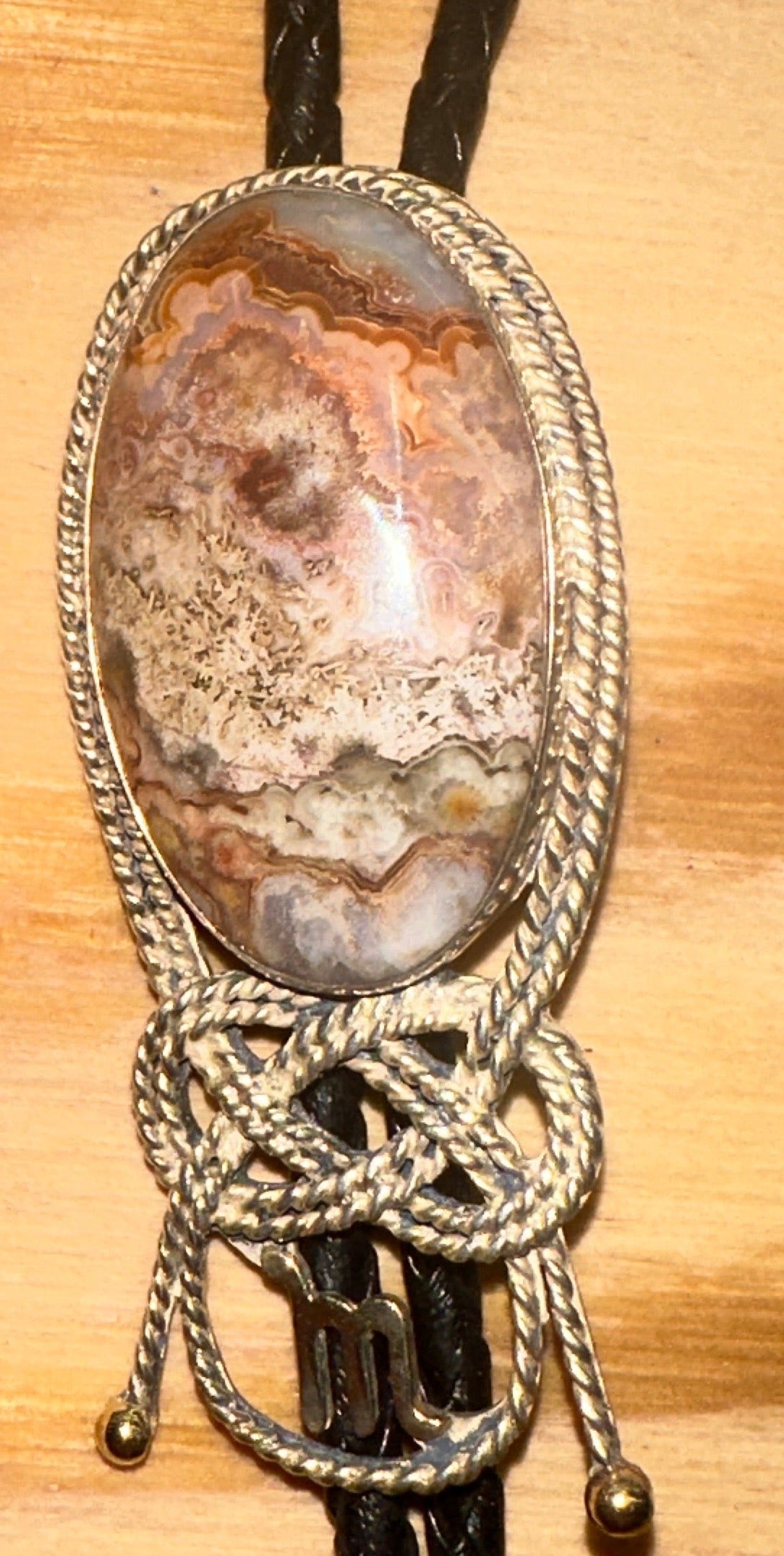 Gold and Silver Bolo with Agate