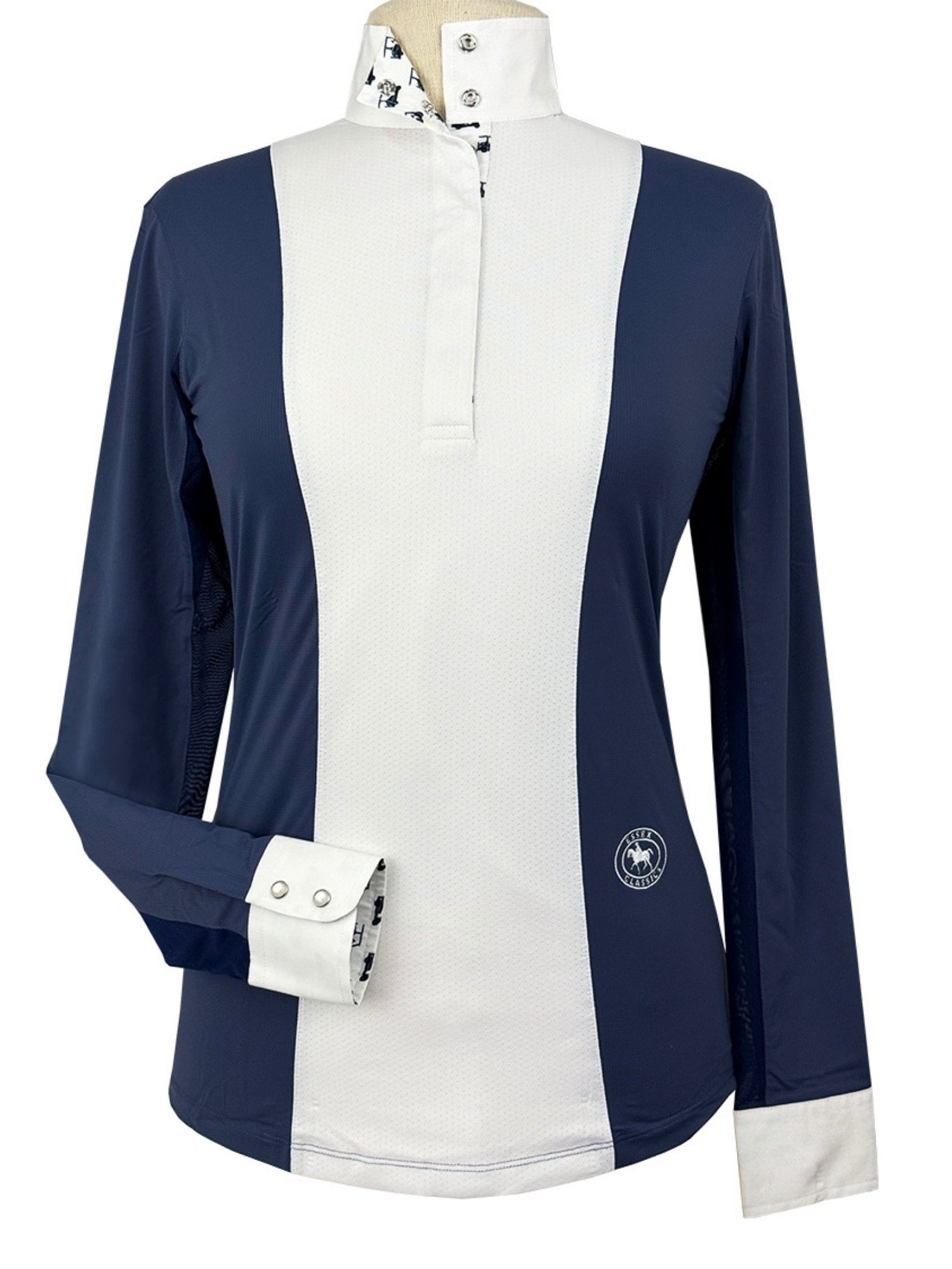 Ladies "Luna II" Marine Blue with Golf Carts Long Sleeve Performance Show Shirt