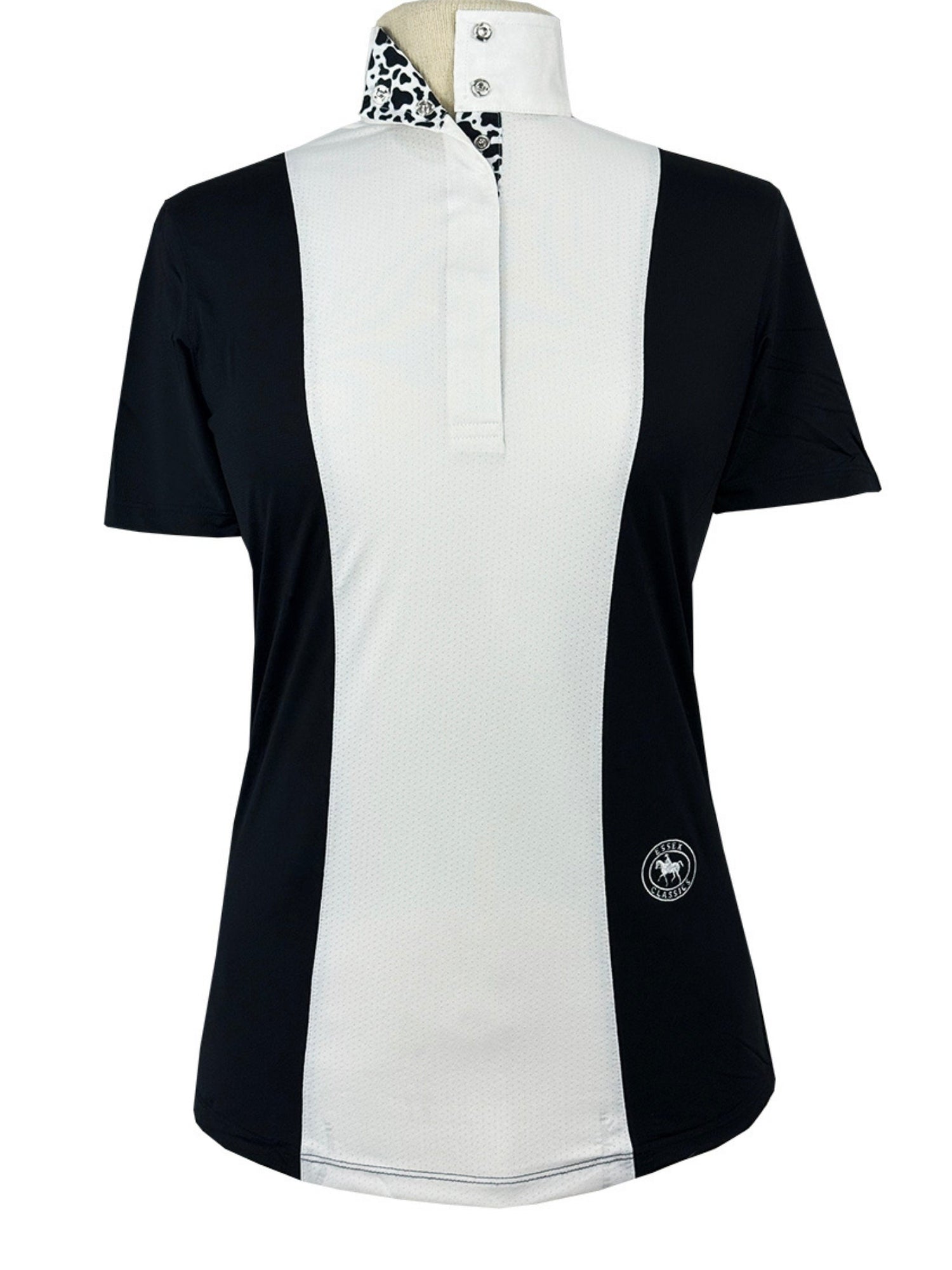 Ladies "Luna II" Black with Cows Short Sleeve Performance Show Shirt