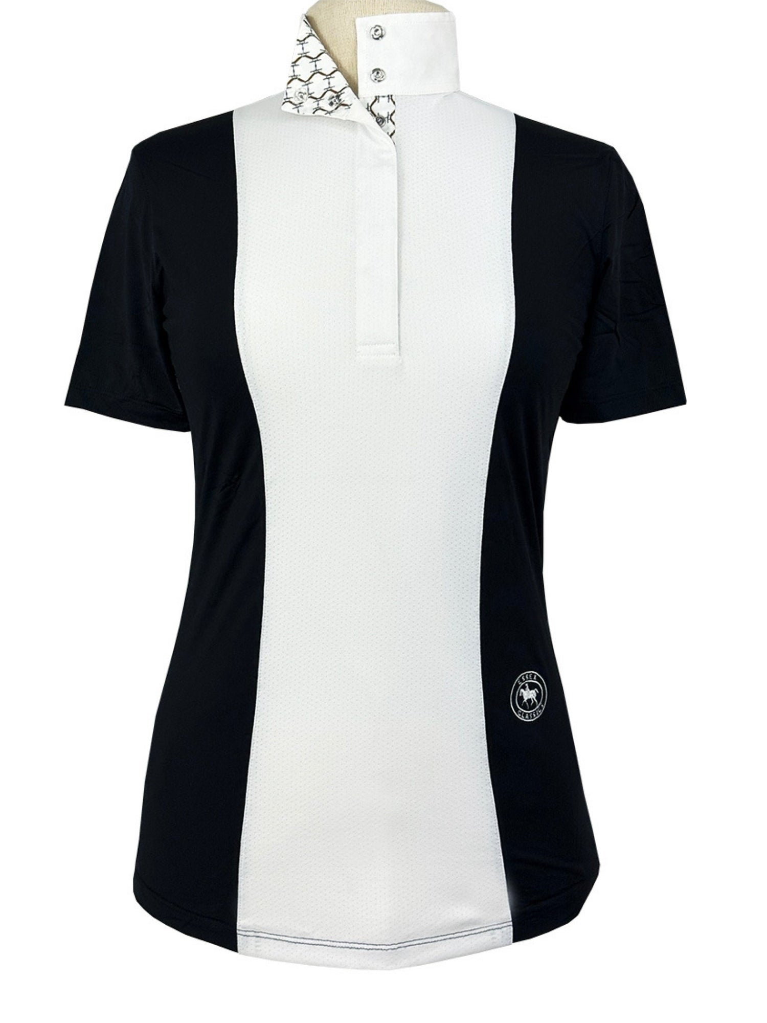 Ladies "Luna II" Black with Braided Reins & Bits Short Sleeve Performance Show Shirt