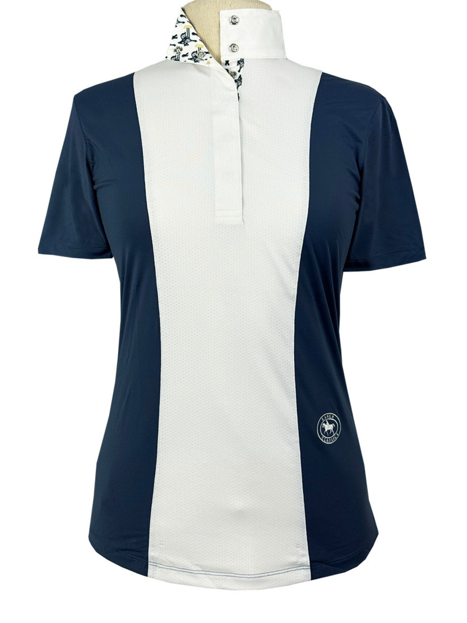 Ladies "Luna II" Marine Blue with Blue Ribbon Winner Short Sleeve Performance Show Shirt