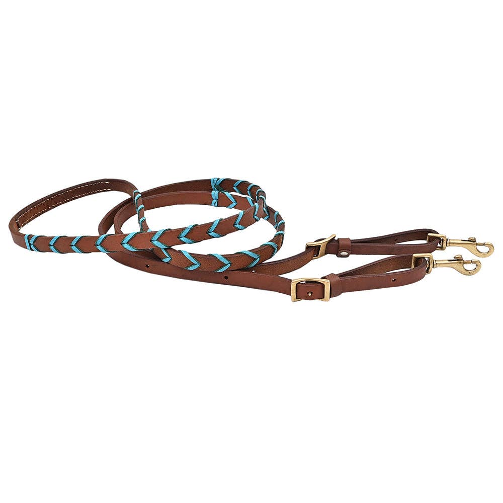 8 Feet Hilason W. H. American Leather Laced Barrel Roper Reins Brown –