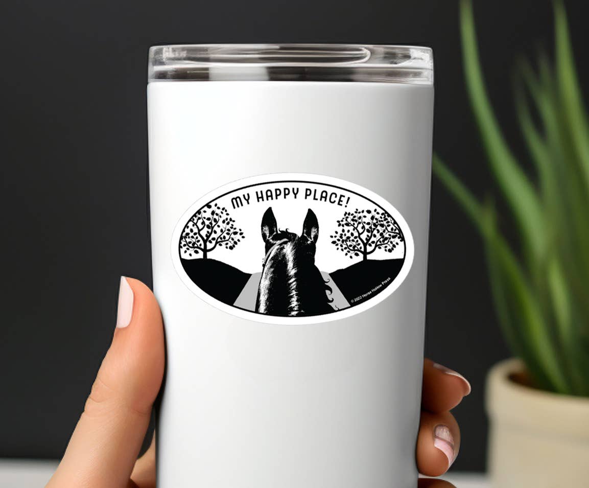 Horse Sticker Waterproof 3" | Happy Place | Cello Sleeved