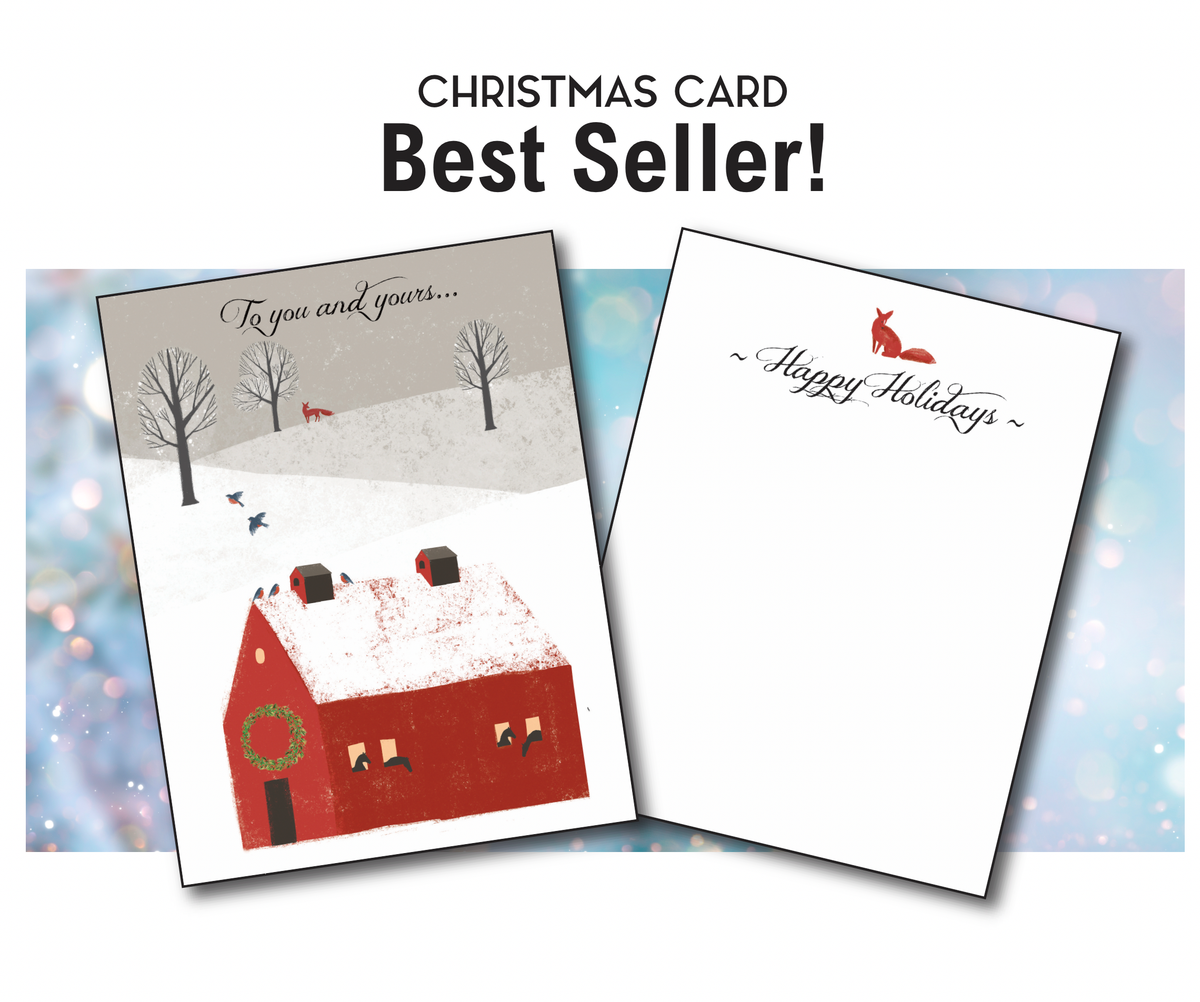 Fox Christmas Card | Fox, Horses & Barn | Fox Greetings