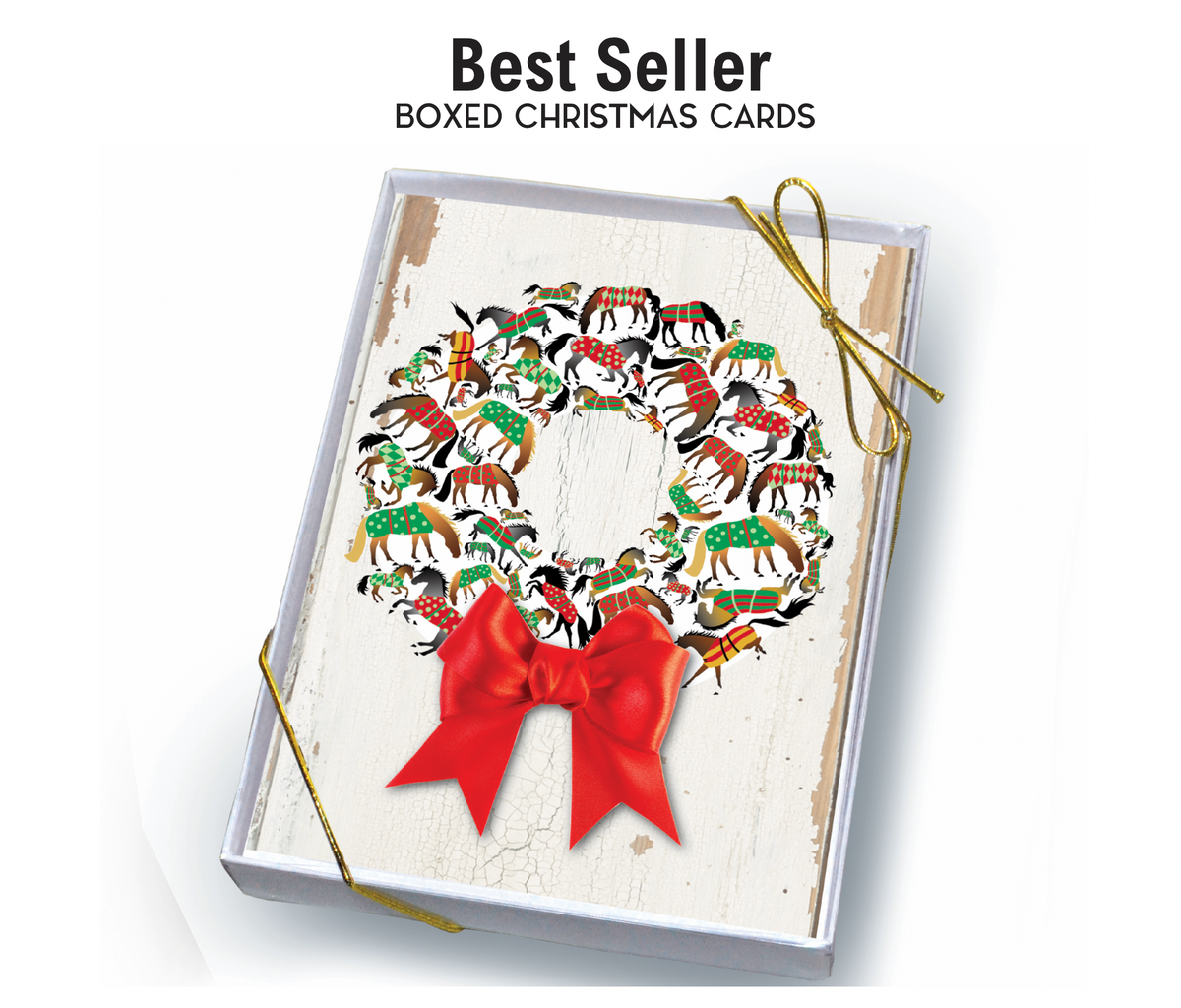 Horse Boxed Christmas Cards | Blankets Wreath | 8 Holiday