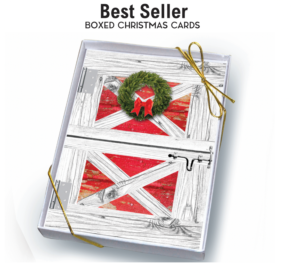 Horse Boxed Christmas Cards | Barn Door Wreath | 8 Holiday