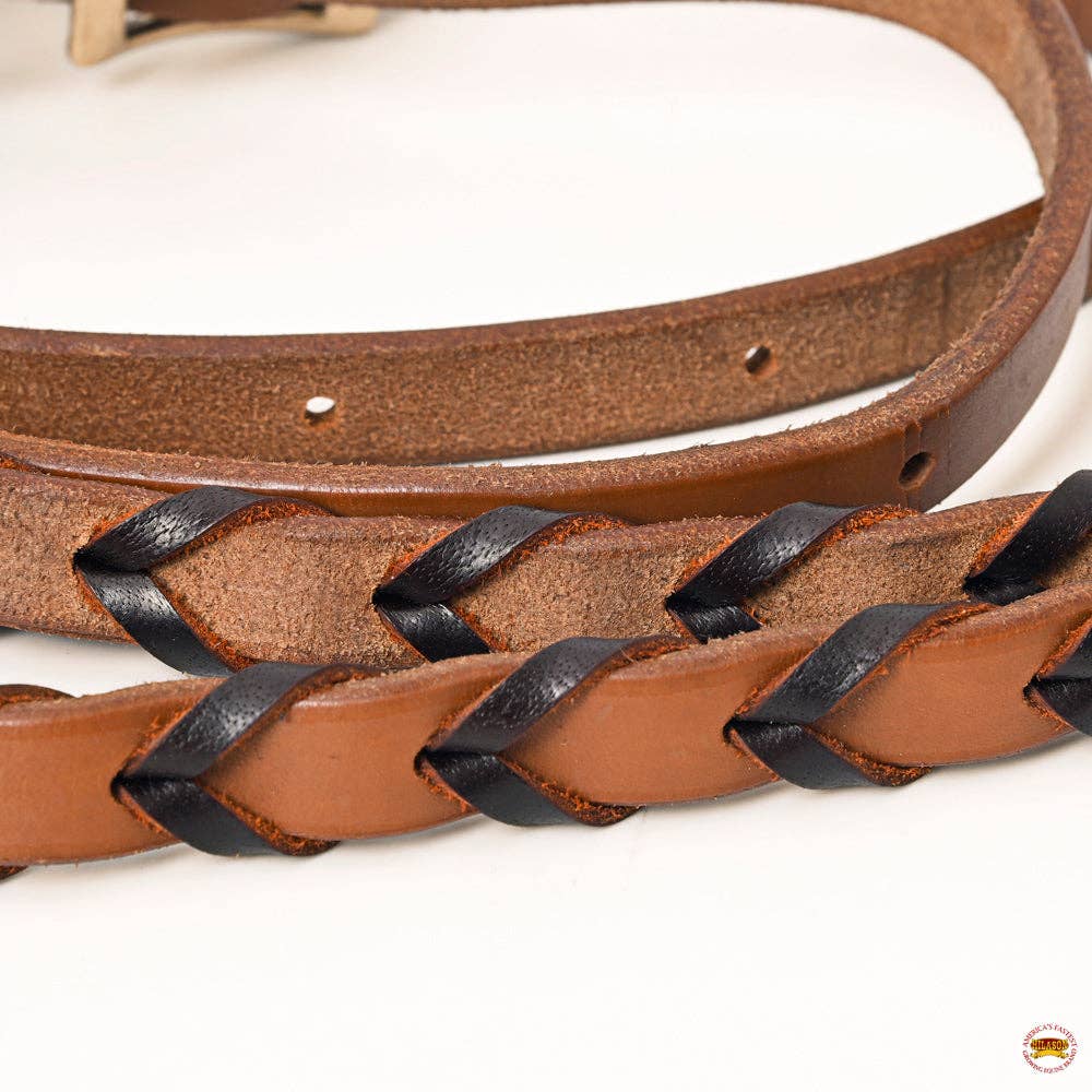 Hilason W. H. American Leather Laced Barrel Roper Reins Brown –