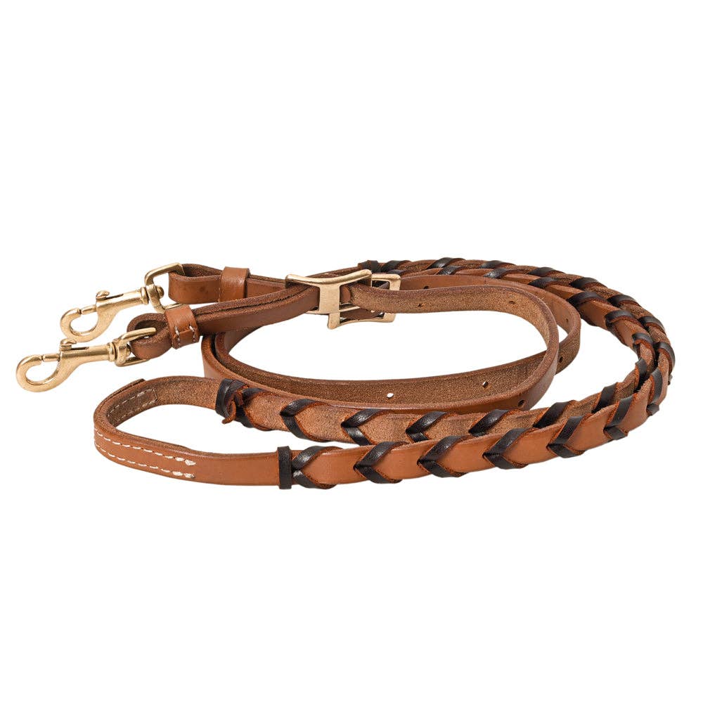 Hilason W. H. American Leather Laced Barrel Roper Reins Brown –