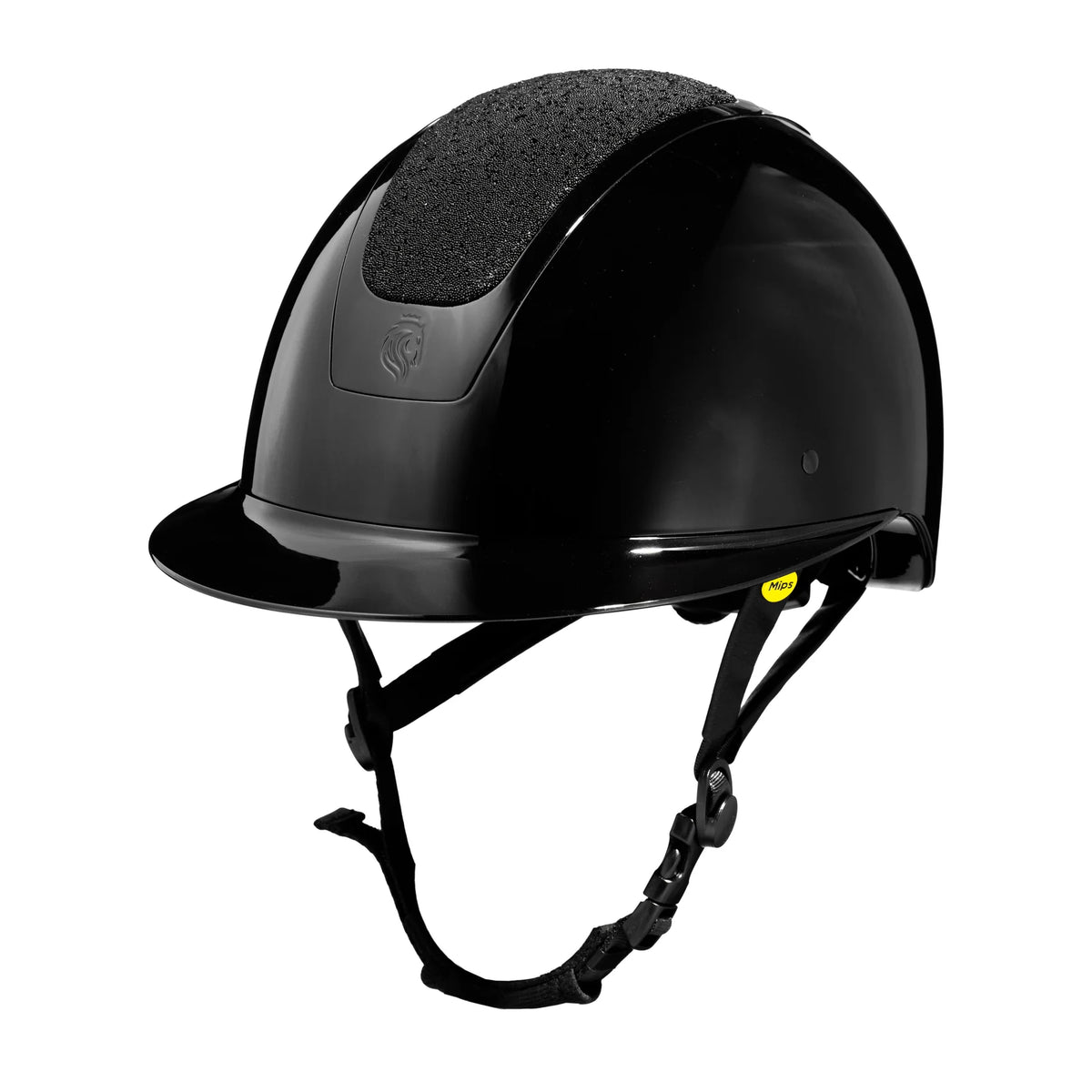 Equinavia Crown Glossy Mips® Riding Helmet - Black/Black Diamond Crystal GLOSSY