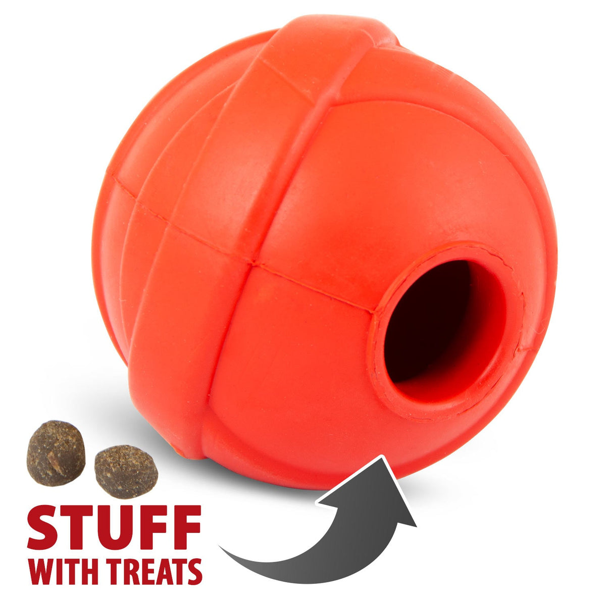 Jeffers Red Orbits Ball Natural Rubber Dental Treat Dispensing Dog Che ...