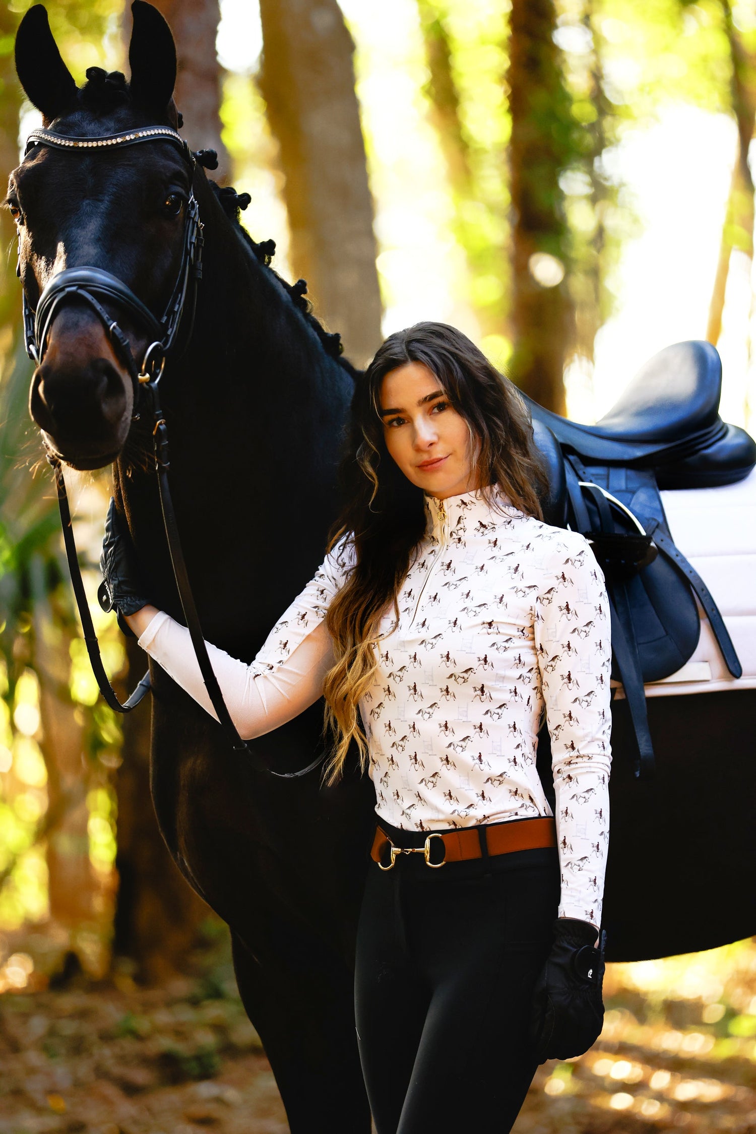 Ladies Grey Horse Sun Shirt